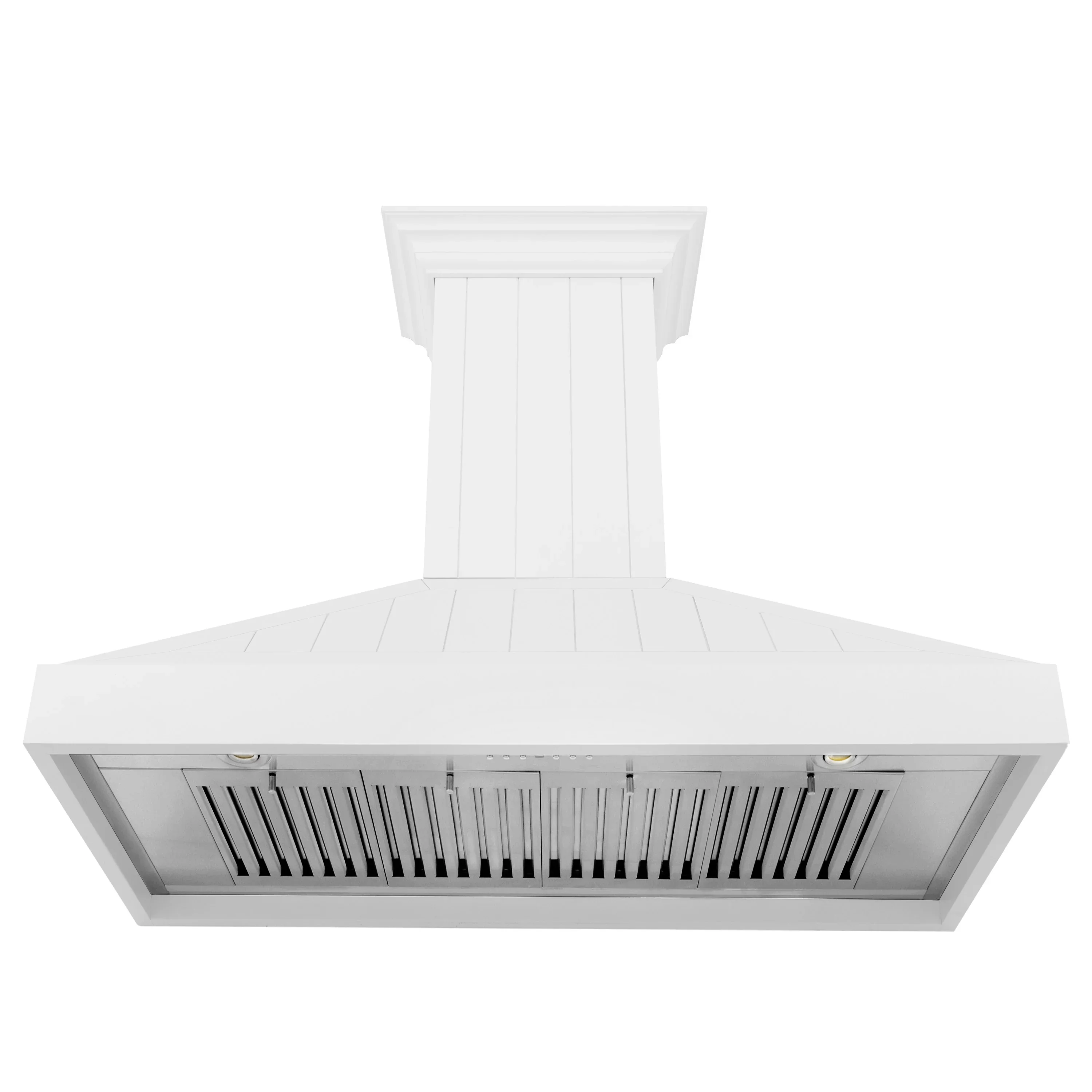 ZLINE 48-Inch Wooden Wall Mount Range Hood with 400 CFM Motor in Shiplap Bright White Finish (KPWW-48) - Image 2