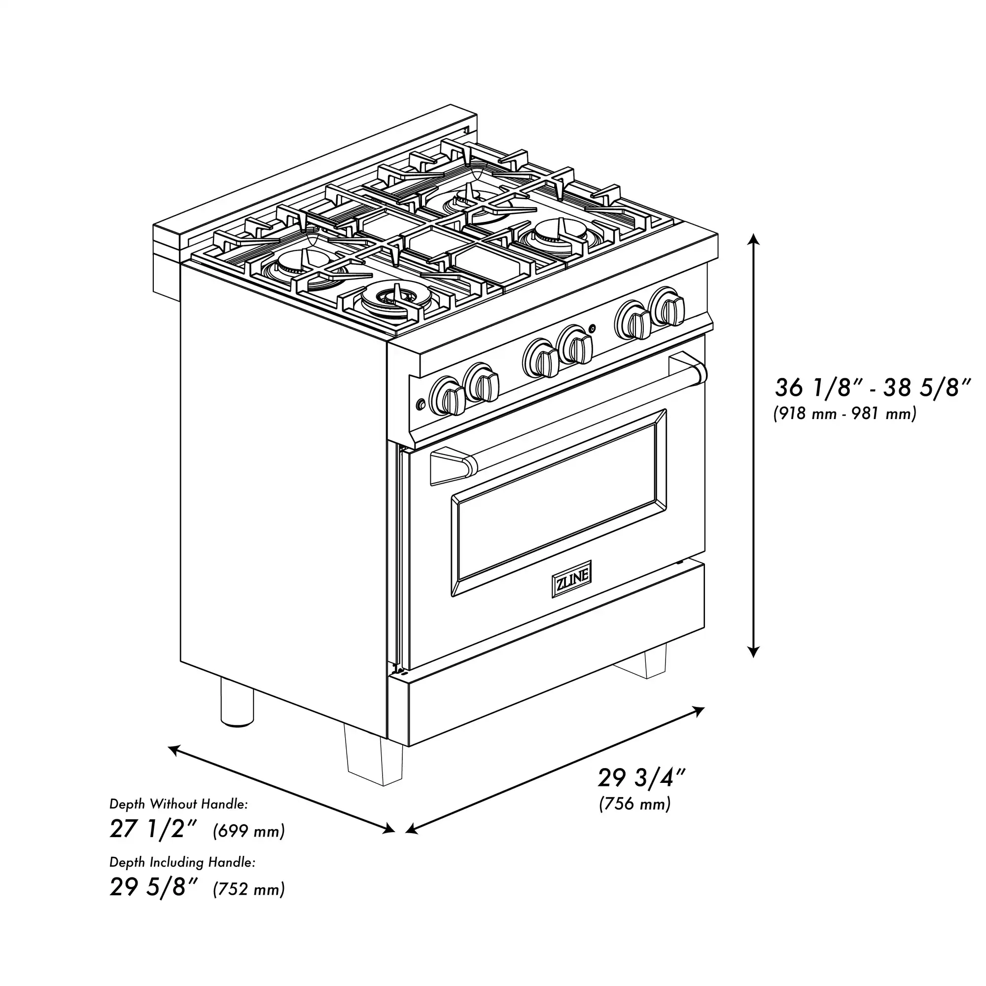 ZLINE 5-Piece Appliance Package - 30-Inch Legacy Dual Fuel Range, Wall Mount Range Hood, 36-Inch French Door Refrigerator, Dishwasher, and 30-Inch Microwave Drawer in Black Stainless Steel with Champagne Bronze Accents - Image 19