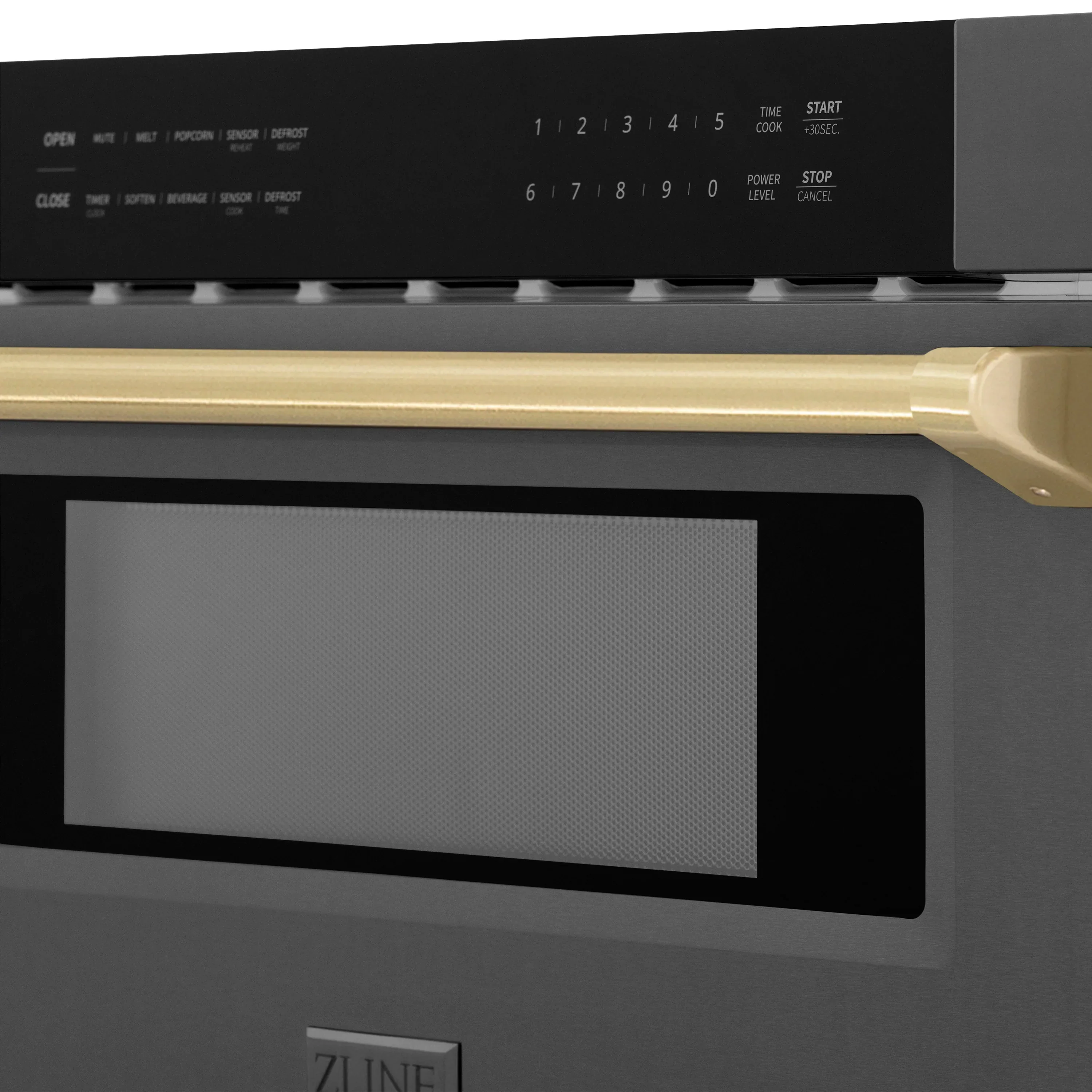 ZLINE 5-Piece Appliance Package - 30-Inch Legacy Dual Fuel Range, Wall Mount Range Hood, 36-Inch French Door Refrigerator, Dishwasher, and 30-Inch Microwave Drawer in Black Stainless Steel with Champagne Bronze Accents - Image 64