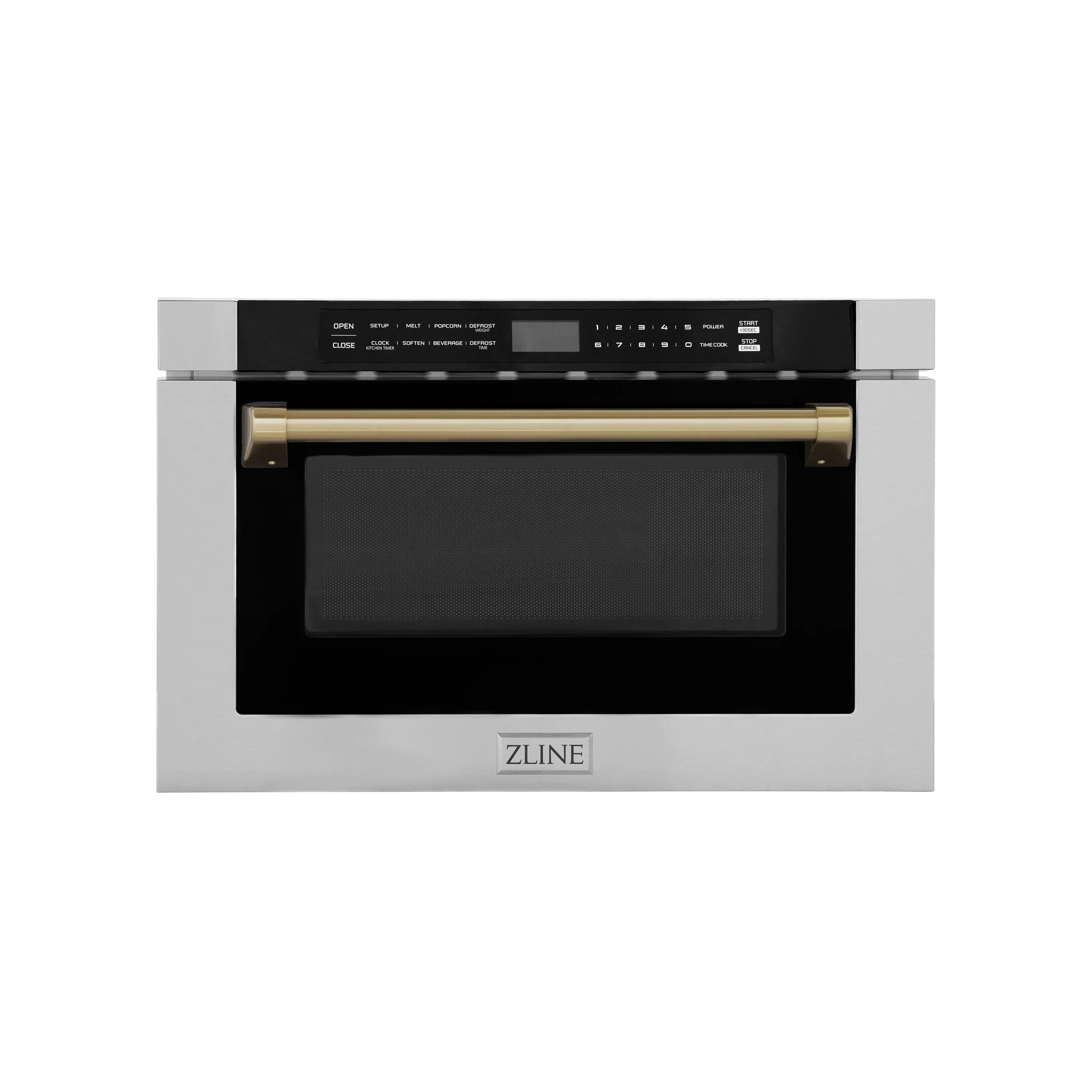 ZLINE 5-Piece Appliance Package - 30-Inch Legacy Autograph Dual Fuel Range, Wall Mount Range Hood, 36-Inch French Door Refrigerator, Dishwasher, and 30-Inch Microwave Drawer in Stainless Steel with Champagne Bronze Accents - Image 56