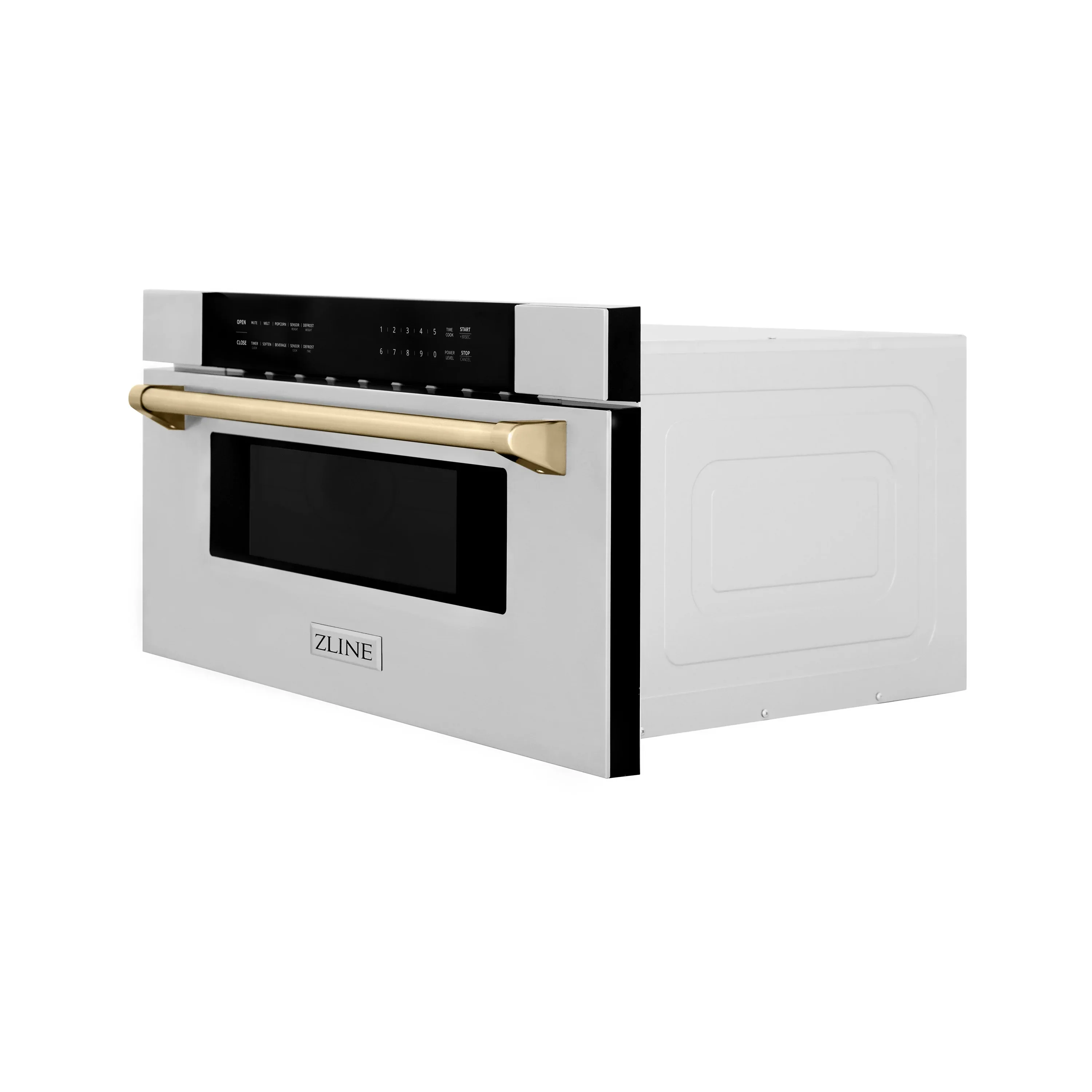 ZLINE 5-Piece Appliance Package - 30-Inch Legacy Autograph Dual Fuel Range, Wall Mount Range Hood, 36-Inch French Door Refrigerator, Dishwasher, and 30-Inch Microwave Drawer in Stainless Steel with Gold Accents - Image 65