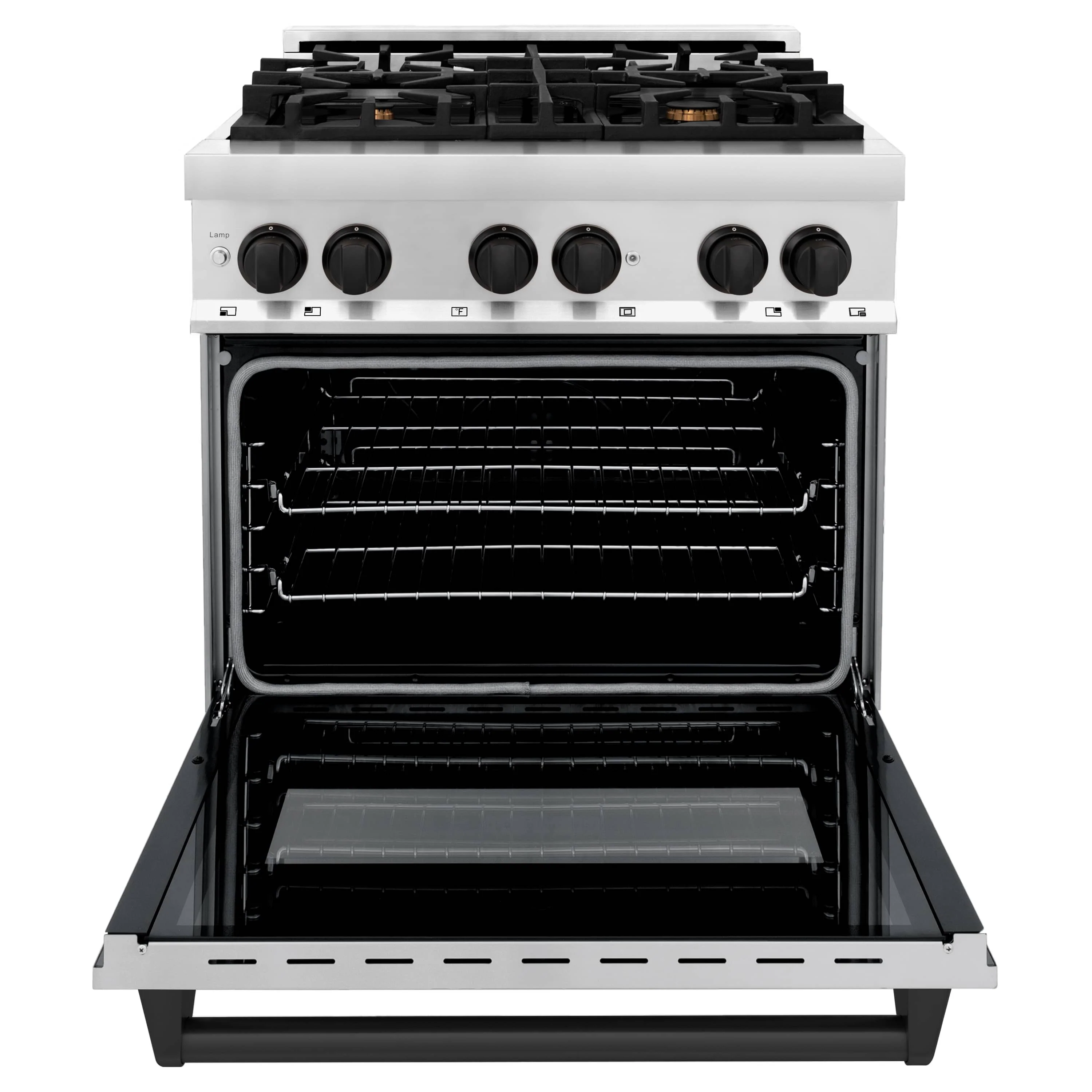 ZLINE 5-Piece Appliance Package - 30-Inch Legacy Autograph Dual Fuel Range, Wall Mount Range Hood, 36-Inch French Door Refrigerator, Dishwasher, and 30-Inch Microwave Drawer in Stainless Steel with Matte Black Accents - Image 10