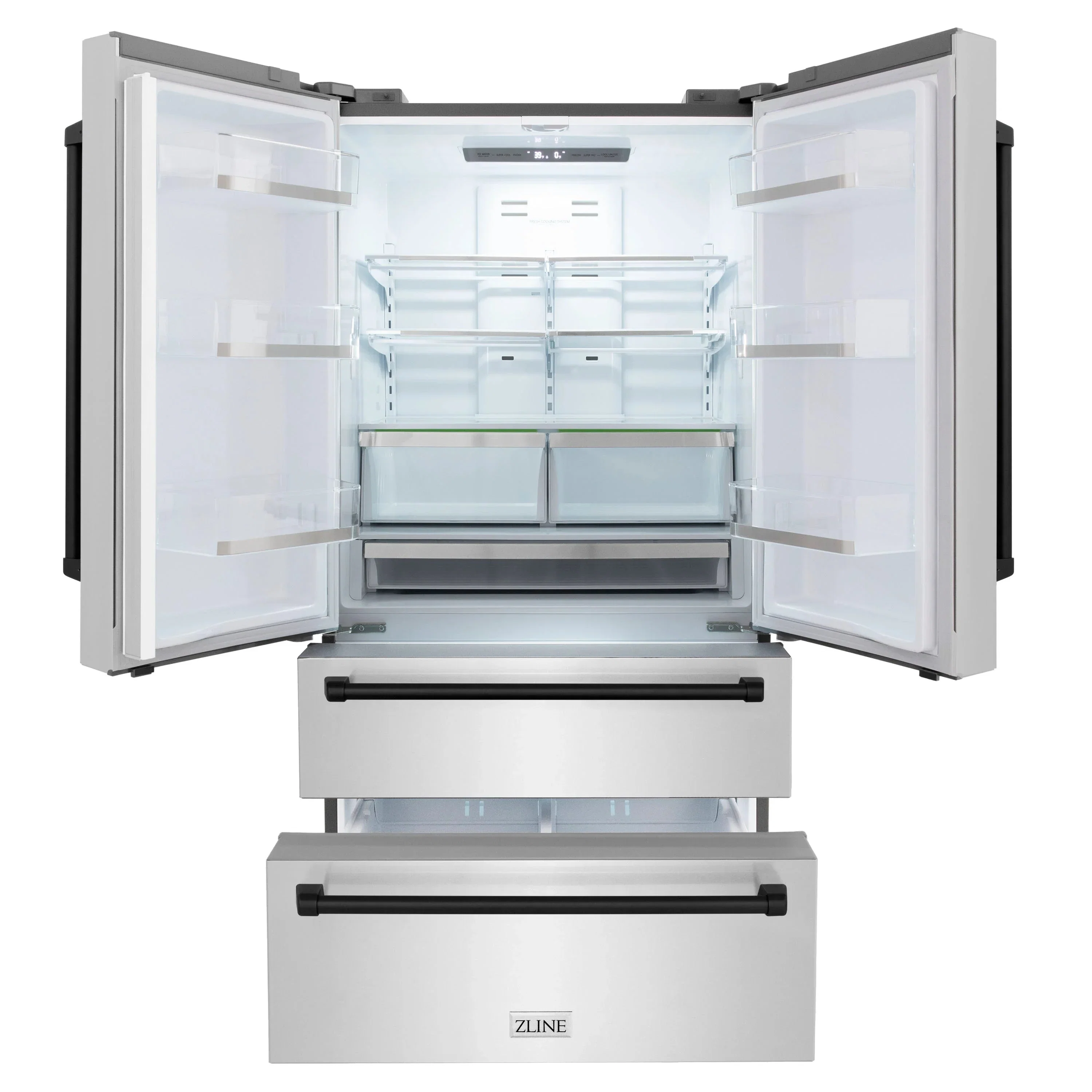 ZLINE 5-Piece Appliance Package - 30-Inch Legacy Autograph Dual Fuel Range, Wall Mount Range Hood, 36-Inch French Door Refrigerator, Dishwasher, and 30-Inch Microwave Drawer in Stainless Steel with Matte Black Accents - Image 35