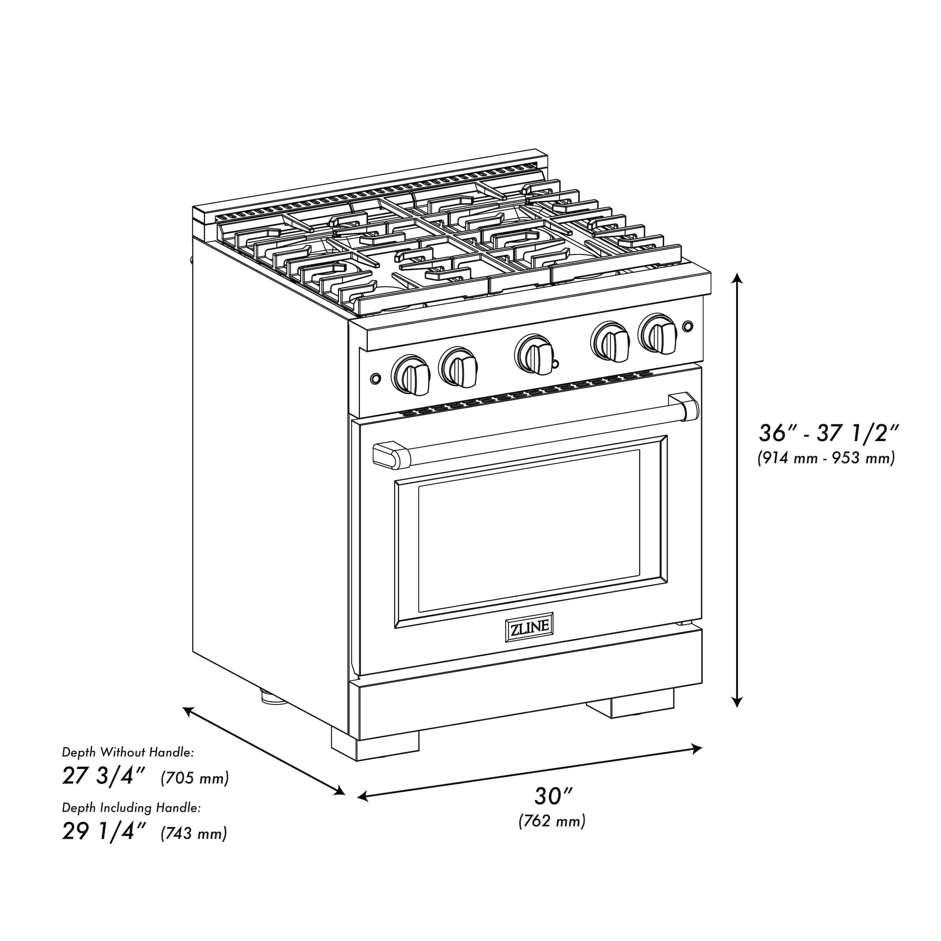 ZLINE 5-Piece Appliance Package - 30-Inch Paramount Dual Fuel Range, Wall Mount Range Hood, 36-Inch French Door Refrigerator, Dishwasher, and 30-Inch Microwave Drawer in Stainless Steel - Image 14