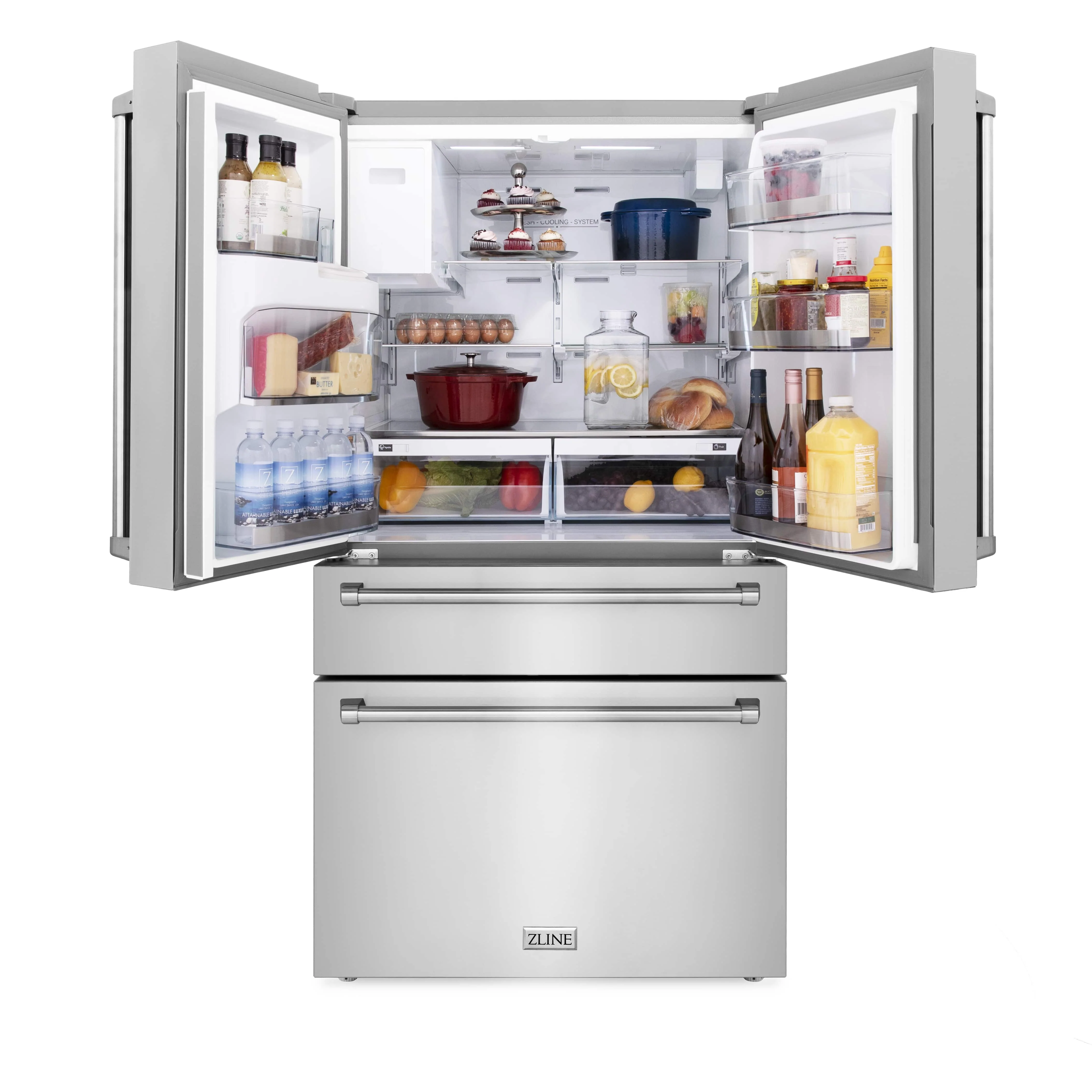 ZLINE 5-Piece Appliance Package - 30-Inch Paramount Dual Fuel Range, Wall Mount Range Hood, 36-Inch French Door Refrigerator with Water Dispenser, Dishwasher, and 30-Inch Microwave Drawer in Stainless Steel - Image 32