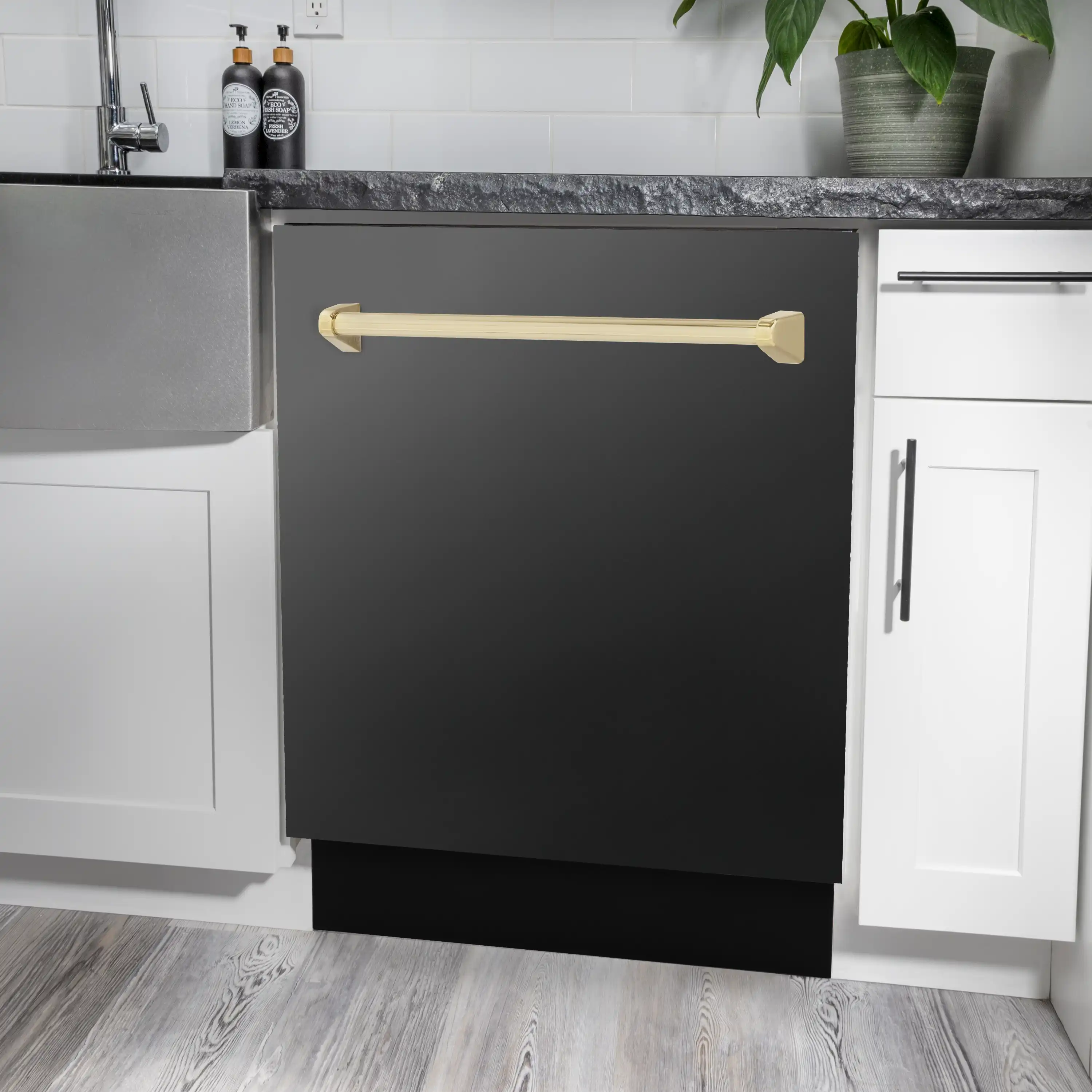 ZLINE 5-Piece Appliance Package - 30-Inch Legacy Dual Fuel Range, Wall Mount Range Hood, 36-Inch French Door Refrigerator with Water Dispenser, Dishwasher, and 30-Inch Microwave Drawer in Black Stainless Steel with Gold Accents - Image 37