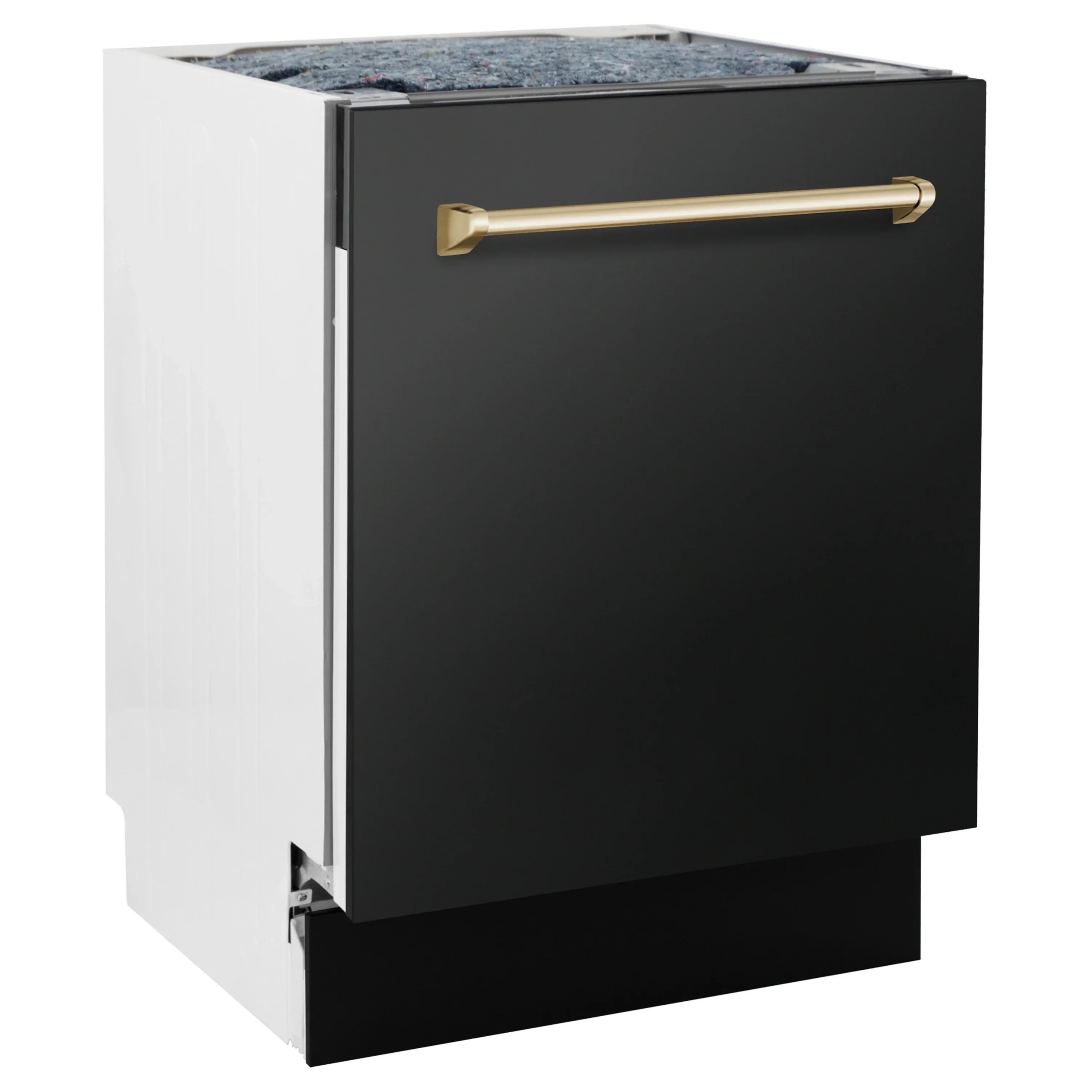 ZLINE 5-Piece Appliance Package - 30-Inch Legacy Dual Fuel Range, Wall Mount Range Hood, 36-Inch French Door Refrigerator with Water Dispenser, Dishwasher, and 30-Inch Microwave Drawer in Black Stainless Steel with Gold Accents - Image 41