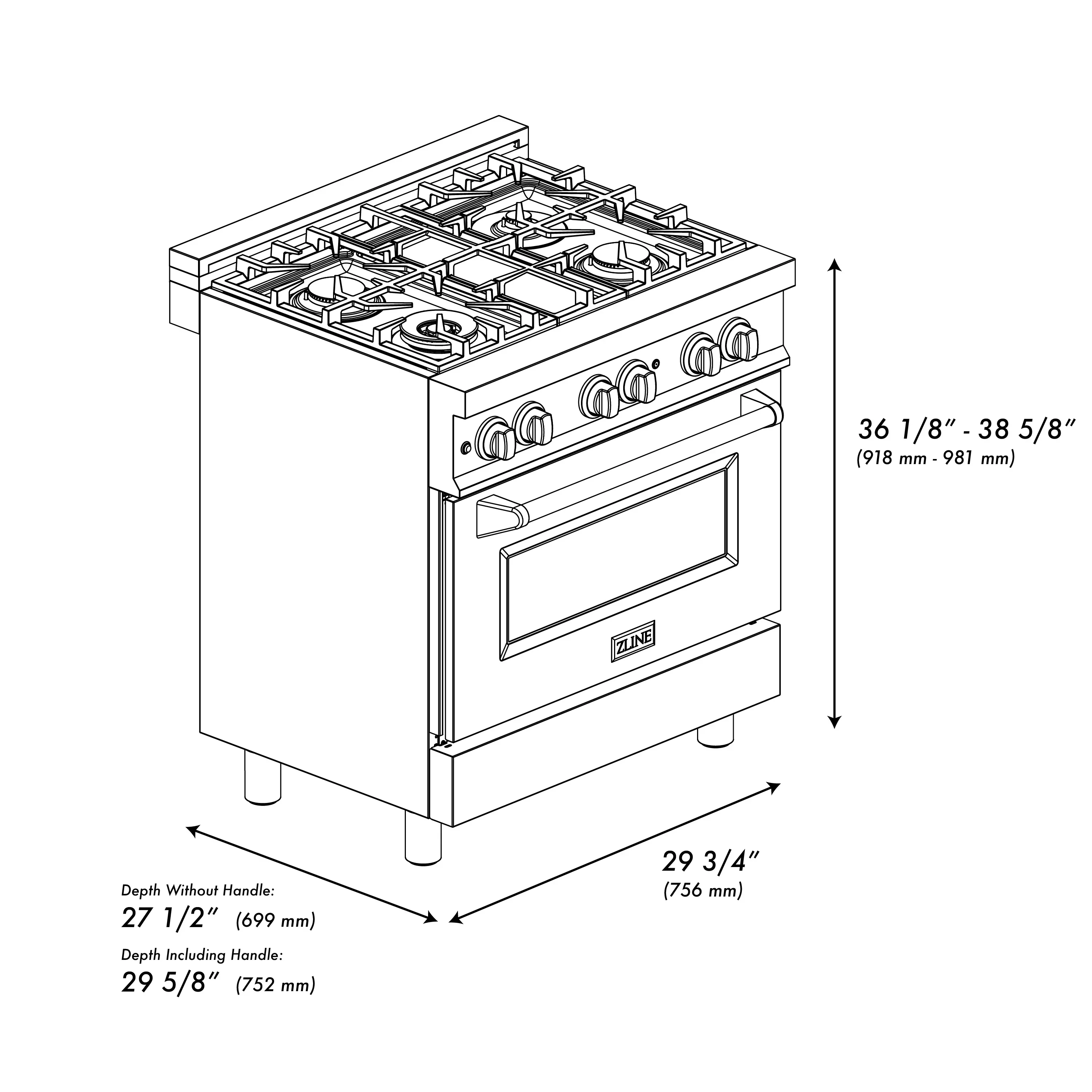 ZLINE 5-Piece Appliance Package - 30-Inch Legacy Autograph Dual Fuel Range, Wall Mount Range Hood, 36-Inch French Door Refrigerator with Water Dispenser, Dishwasher, and 30-Inch Microwave Drawer in Stainless Steel with Champagne Bronze Accents - Image 17