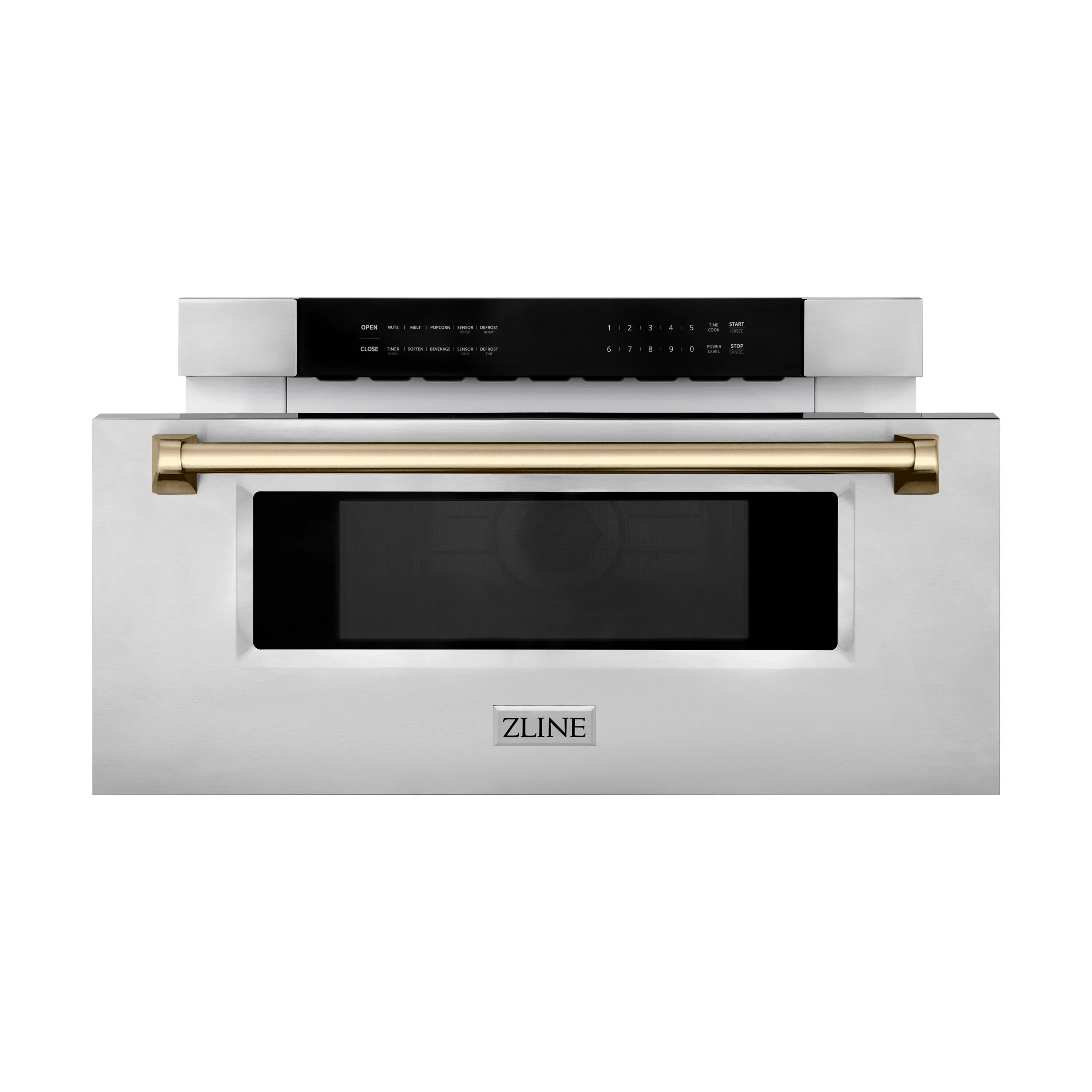 ZLINE 5-Piece Appliance Package - 30-Inch Legacy Autograph Dual Fuel Range, Wall Mount Range Hood, 36-Inch French Door Refrigerator with Water Dispenser, Dishwasher, and 30-Inch Microwave Drawer in Stainless Steel with Champagne Bronze Accents - Image 59