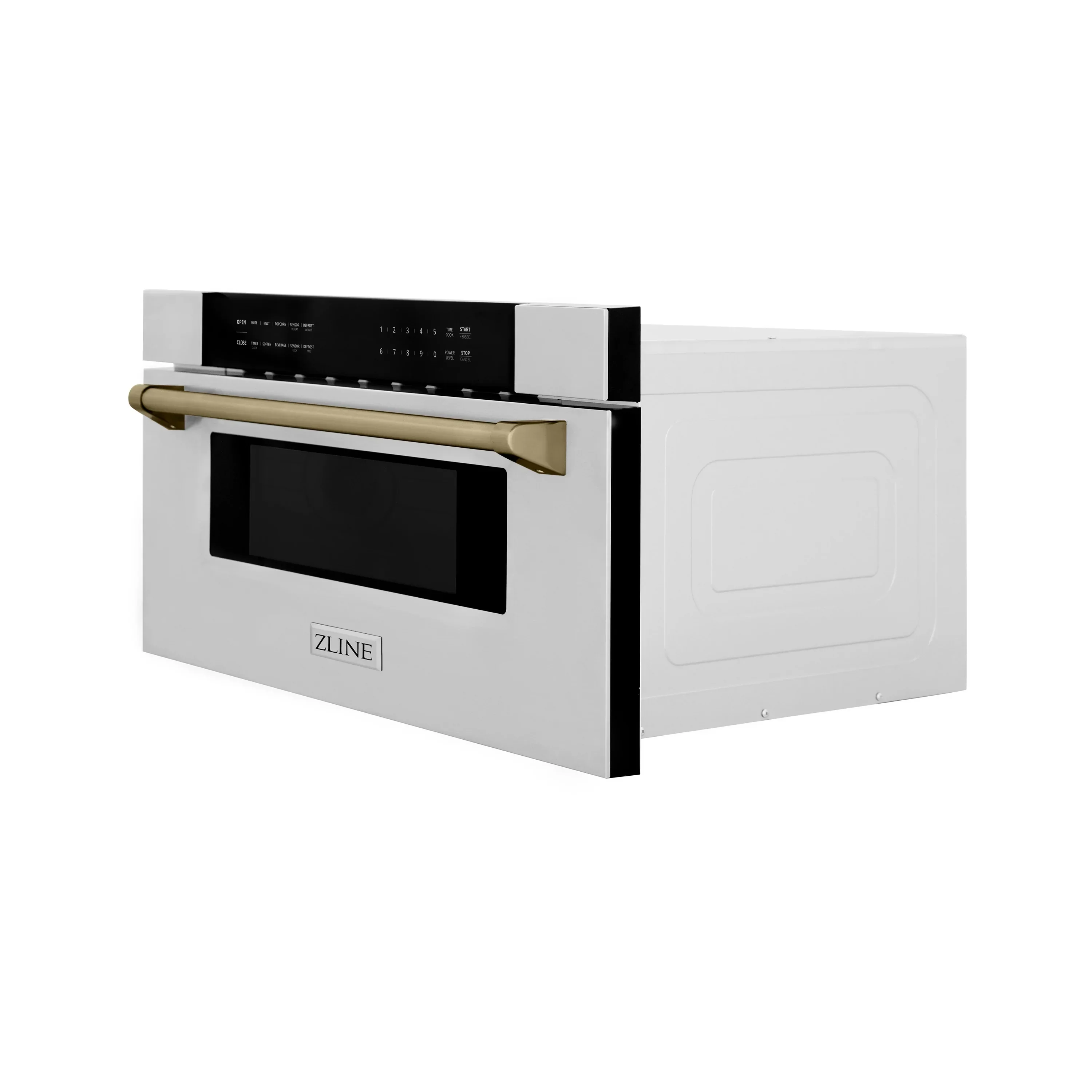 ZLINE 5-Piece Appliance Package - 30-Inch Legacy Autograph Dual Fuel Range, Wall Mount Range Hood, 36-Inch French Door Refrigerator with Water Dispenser, Dishwasher, and 30-Inch Microwave Drawer in Stainless Steel with Champagne Bronze Accents - Image 60