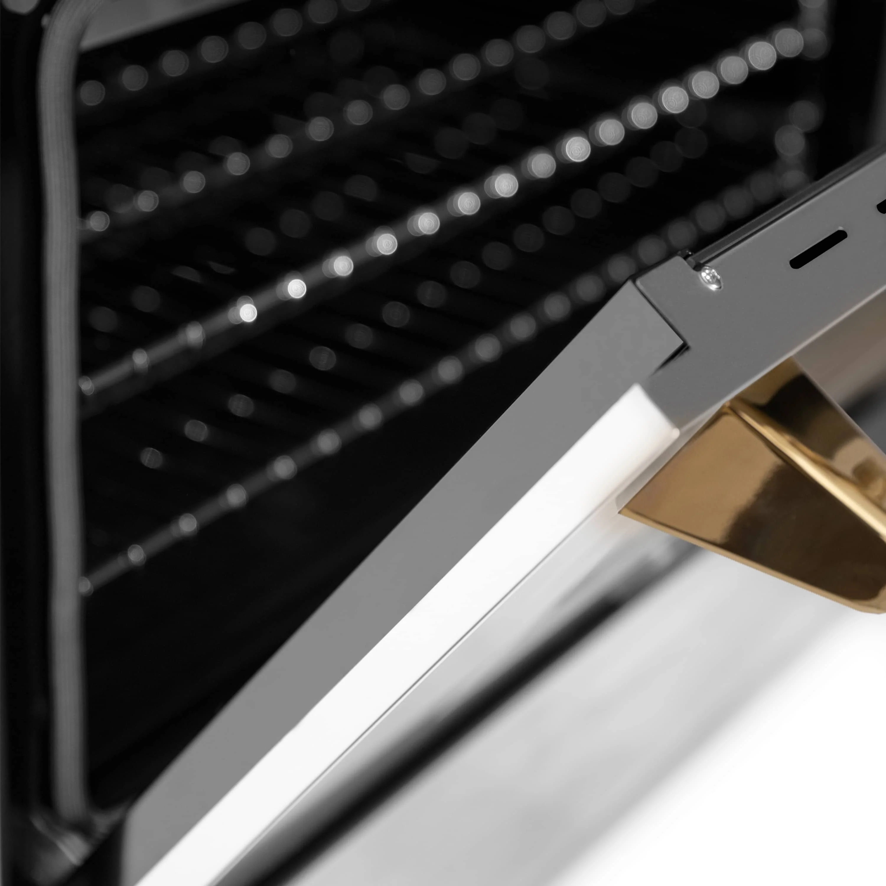 ZLINE 5-Piece Appliance Package - 30-Inch Legacy Autograph Dual Fuel Range, Wall Mount Range Hood, 36-Inch French Door Refrigerator with Water Dispenser, Dishwasher, and 30-Inch Microwave Drawer in Stainless Steel with Gold Accents - Image 17