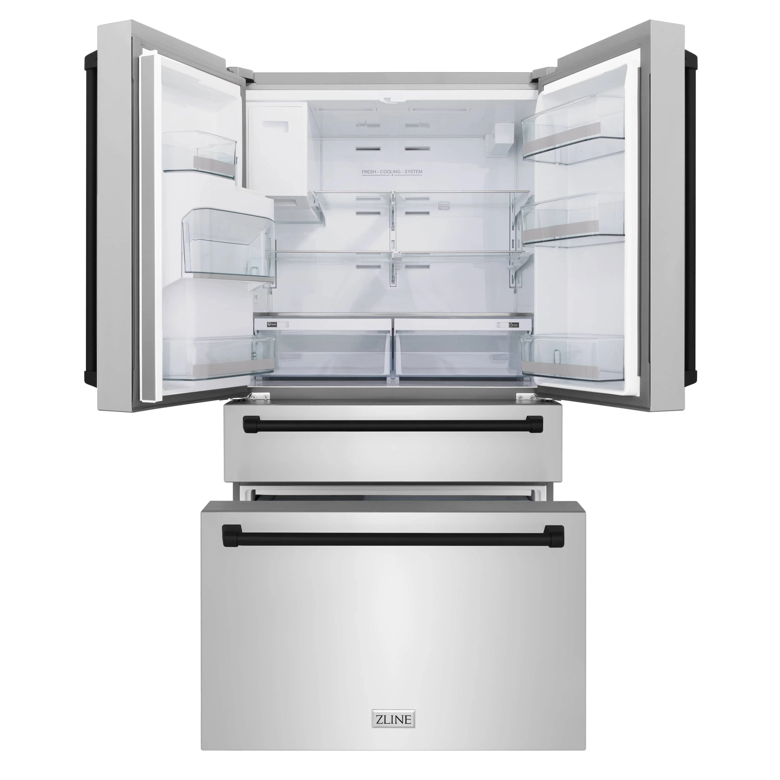 ZLINE 5-Piece Appliance Package - 30-Inch Legacy Autograph Dual Fuel Range, Wall Mount Range Hood, 36-Inch French Door Refrigerator with Water Dispenser, Dishwasher, and 30-Inch Microwave Drawer in Stainless Steel with Matte Black Accents - Image 33