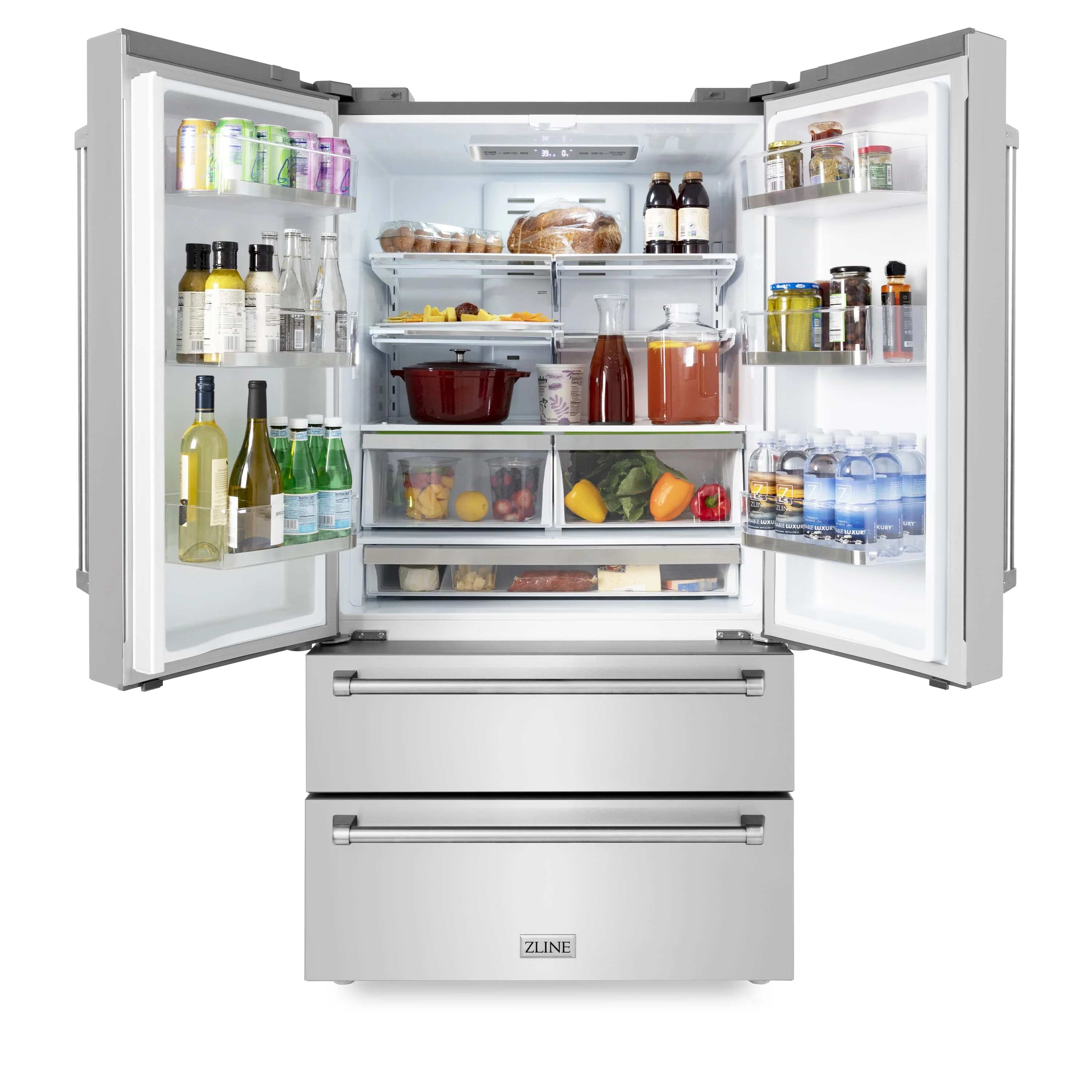 ZLINE 5-Piece Appliance Package - 30-Inch Paramount Gas Range, Wall Mount Range Hood, 36-Inch French Door Refrigerator, Dishwasher, and 30-Inch Microwave Drawer in Stainless Steel - Image 34