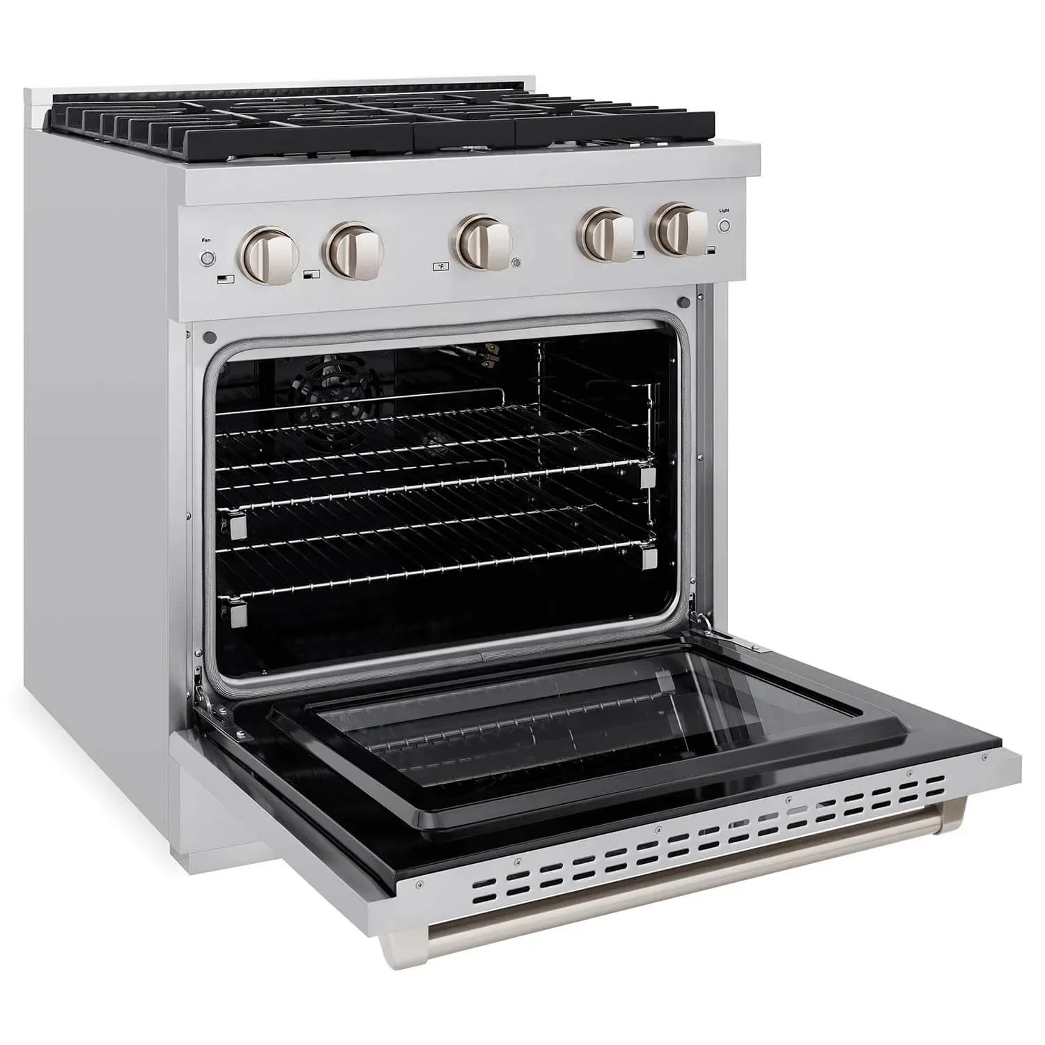 ZLINE 5-Piece Appliance Package - 30-Inch Paramount Gas Range, Wall Mount Range Hood, 36-Inch French Door Refrigerator, Dishwasher, and 30-Inch Microwave Drawer in Stainless Steel - Image 6