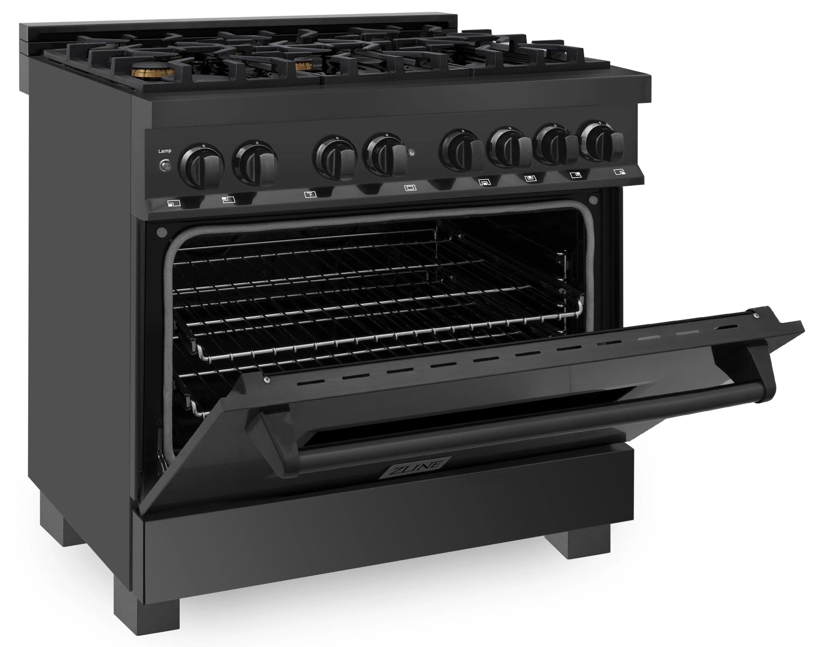 ZLINE 5-Piece Appliance Package - 36-Inch Legacy Dual Fuel Range, Wall Mount Range Hood, 36-Inch French Door Refrigerator, Dishwasher, and 30-Inch Microwave Drawer in Black Stainless Steel - Image 8
