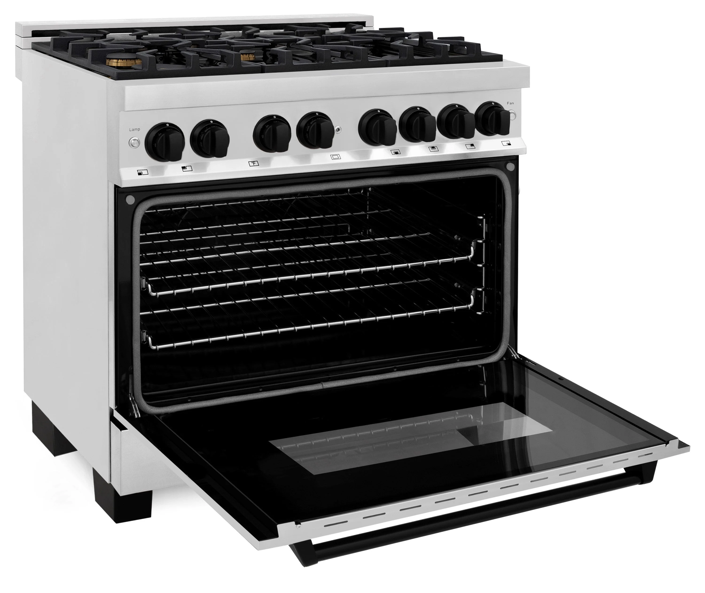 ZLINE 5-Piece Appliance Package - 36-Inch Legacy Autograph Dual Fuel Range, Wall Mount Range Hood, 36-Inch French Door Refrigerator, Dishwasher, and 30-Inch Microwave Drawer in Stainless Steel with Matte Black Accents - Image 8