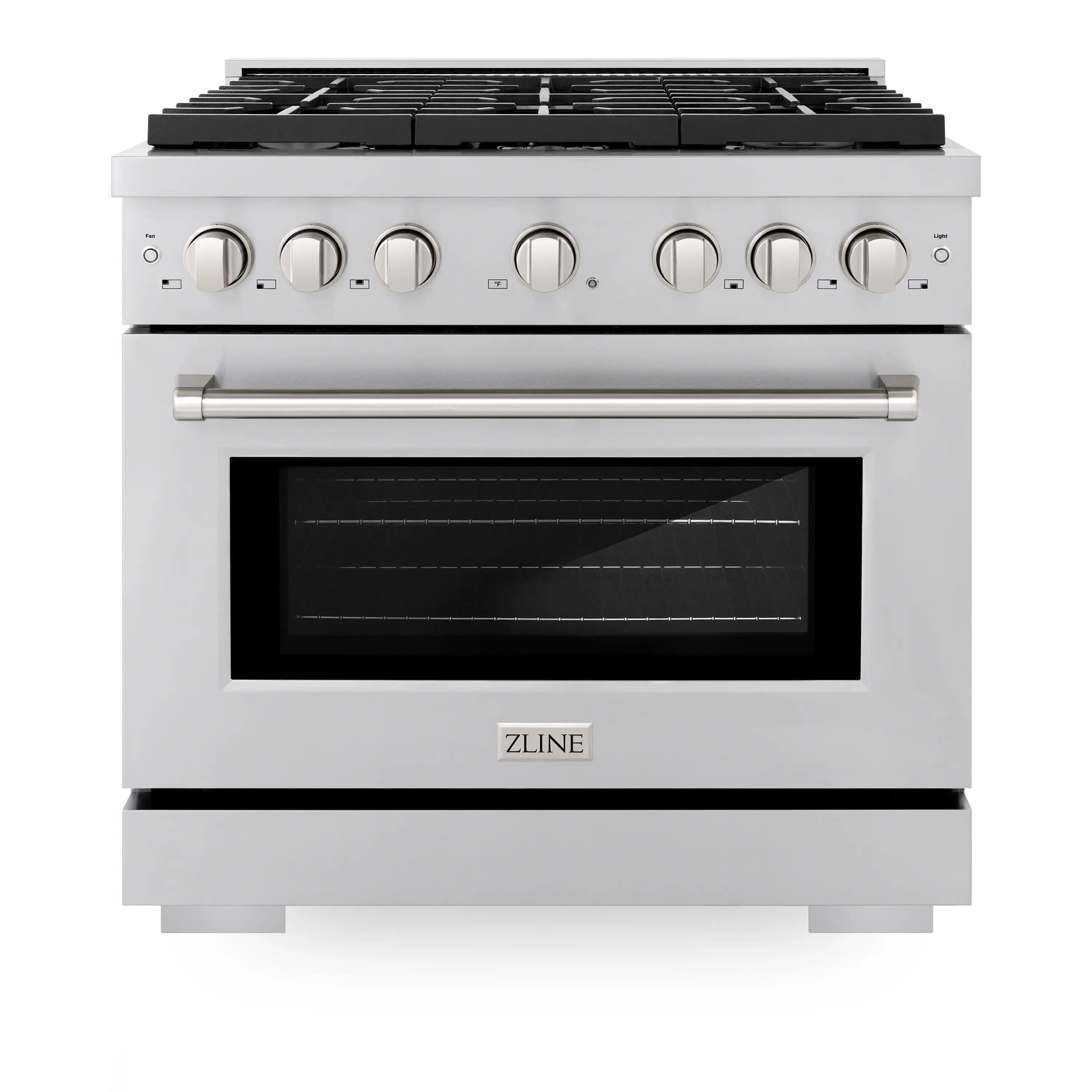 ZLINE 5-Piece Appliance Package - 36-Inch Paramount Dual Fuel Range, Wall Mount Range Hood, 36-Inch French Door Refrigerator, Dishwasher, and 30-Inch Microwave Drawer in Stainless Steel - Image 2