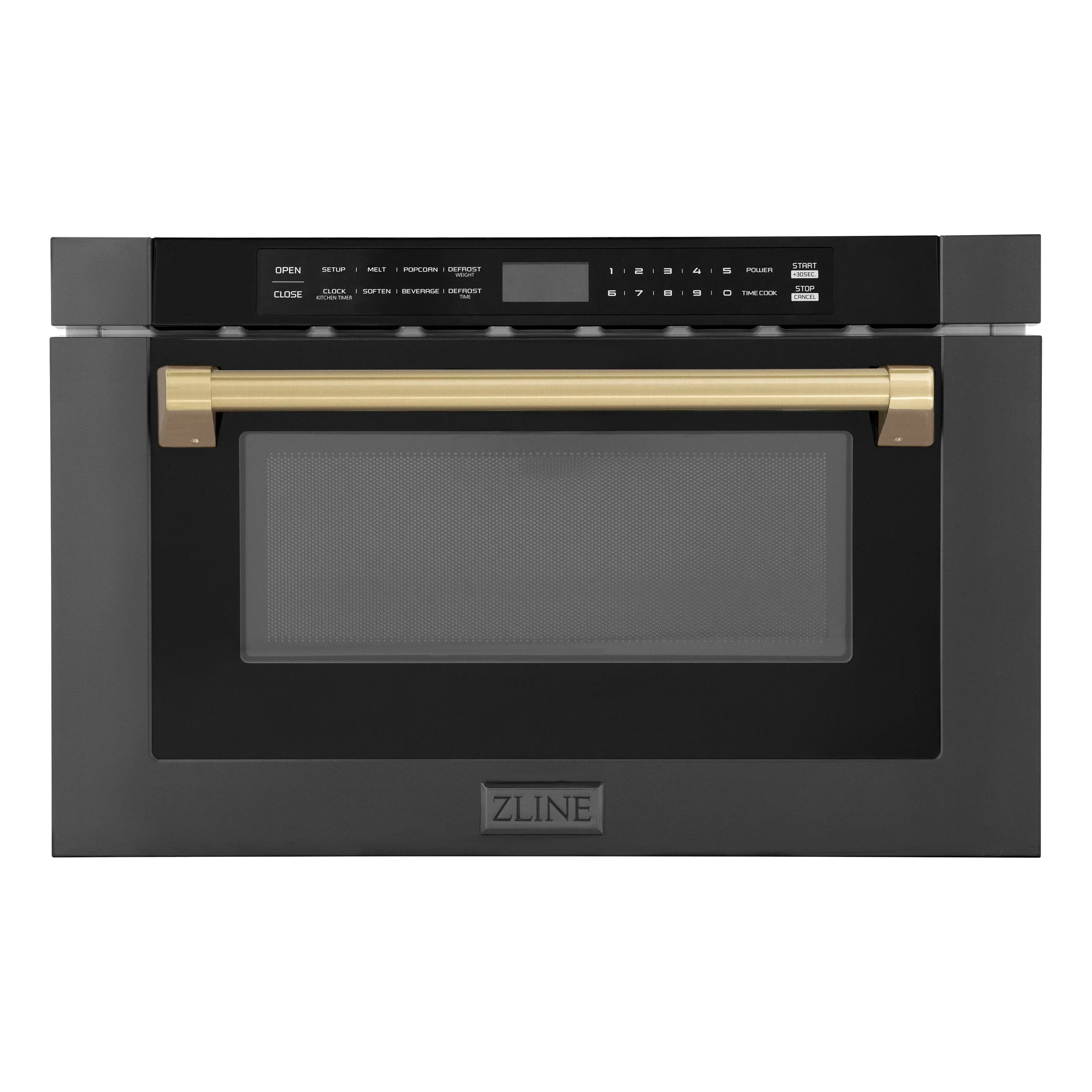 ZLINE 5-Piece Appliance Package - 36-Inch Legacy Dual Fuel Range, Wall Mount Range Hood, 36-Inch French Door Refrigerator with Water Dispenser, Dishwasher, and 30-Inch Microwave Drawer in Black Stainless Steel with Champagne Bronze Accents - Image 52