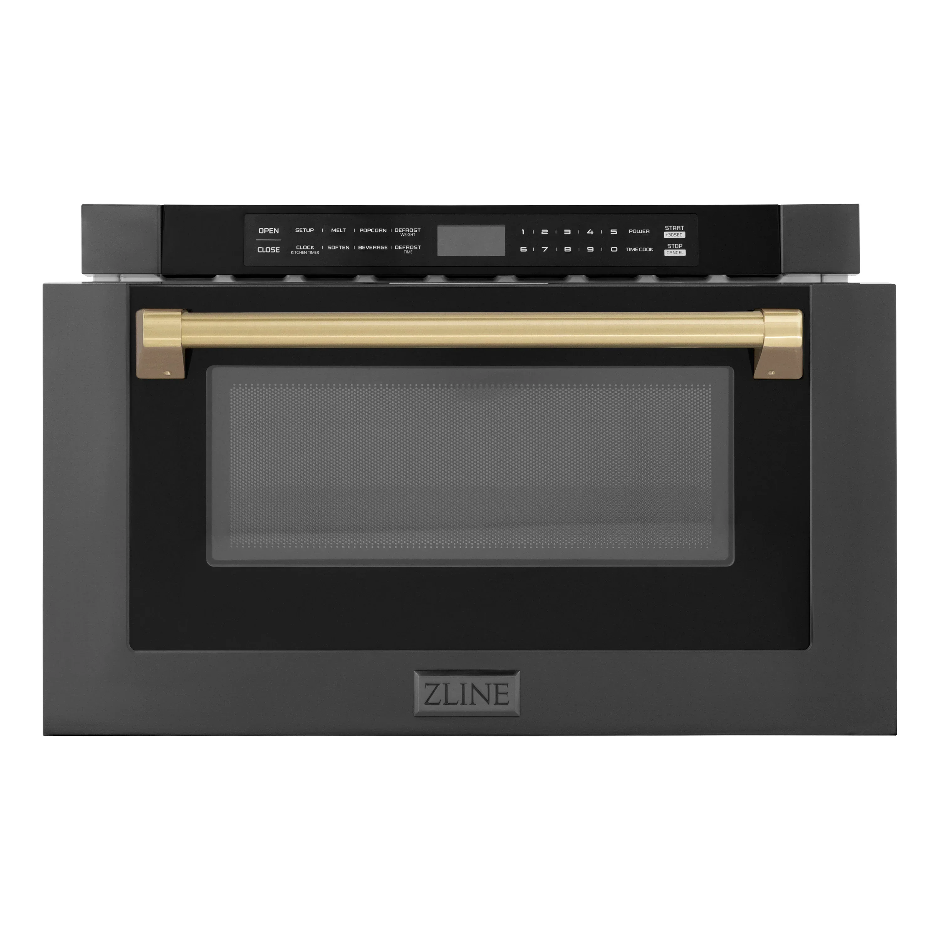 ZLINE 5-Piece Appliance Package - 36-Inch Legacy Dual Fuel Range, Wall Mount Range Hood, 36-Inch French Door Refrigerator with Water Dispenser, Dishwasher, and 30-Inch Microwave Drawer in Black Stainless Steel with Champagne Bronze Accents - Image 54