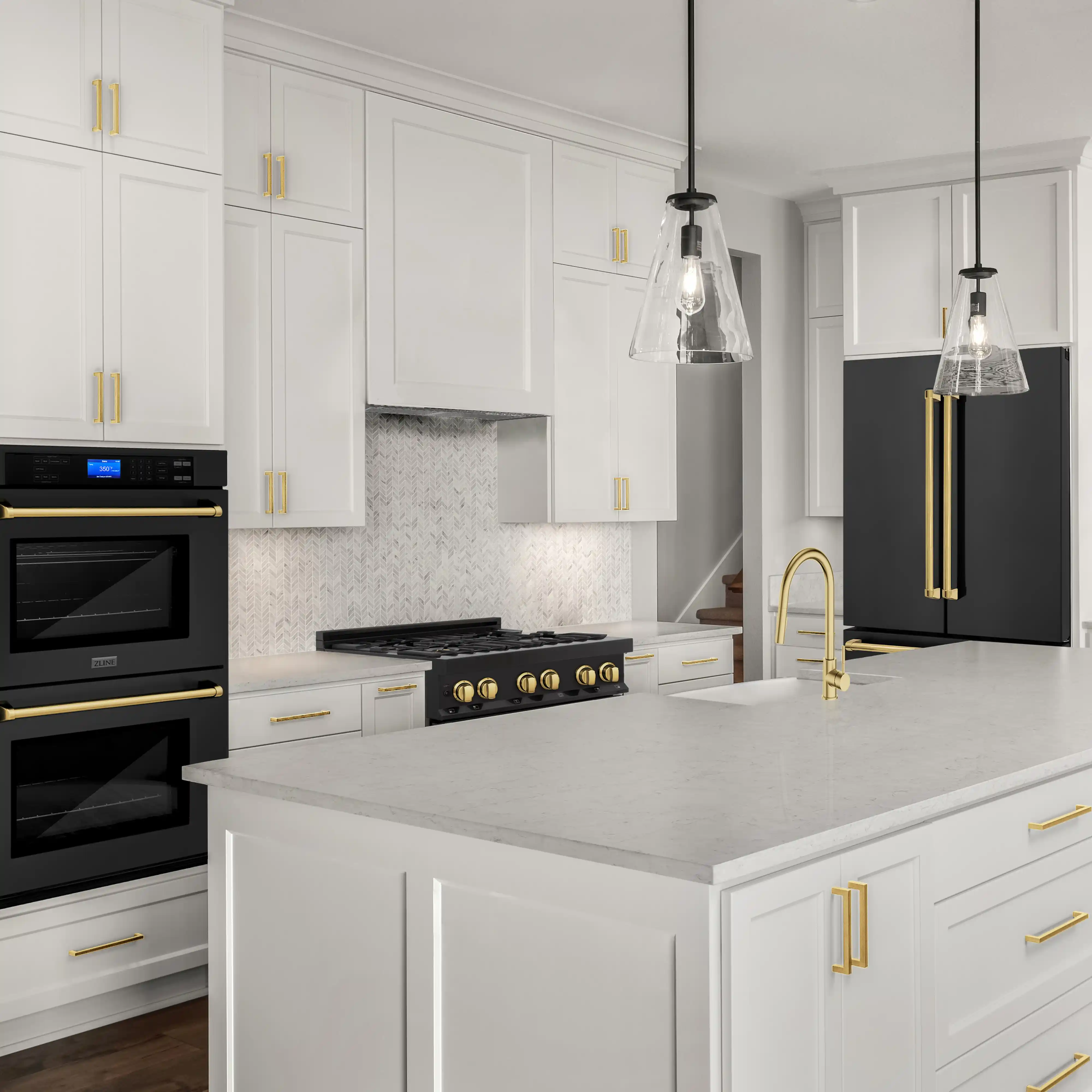 ZLINE 5-Piece Appliance Package - 36-Inch Legacy Dual Fuel Range, Wall Mount Range Hood, 36-Inch French Door Refrigerator with Water Dispenser, Dishwasher, and 30-Inch Microwave Drawer in Black Stainless Steel with Gold Accents - Image 22