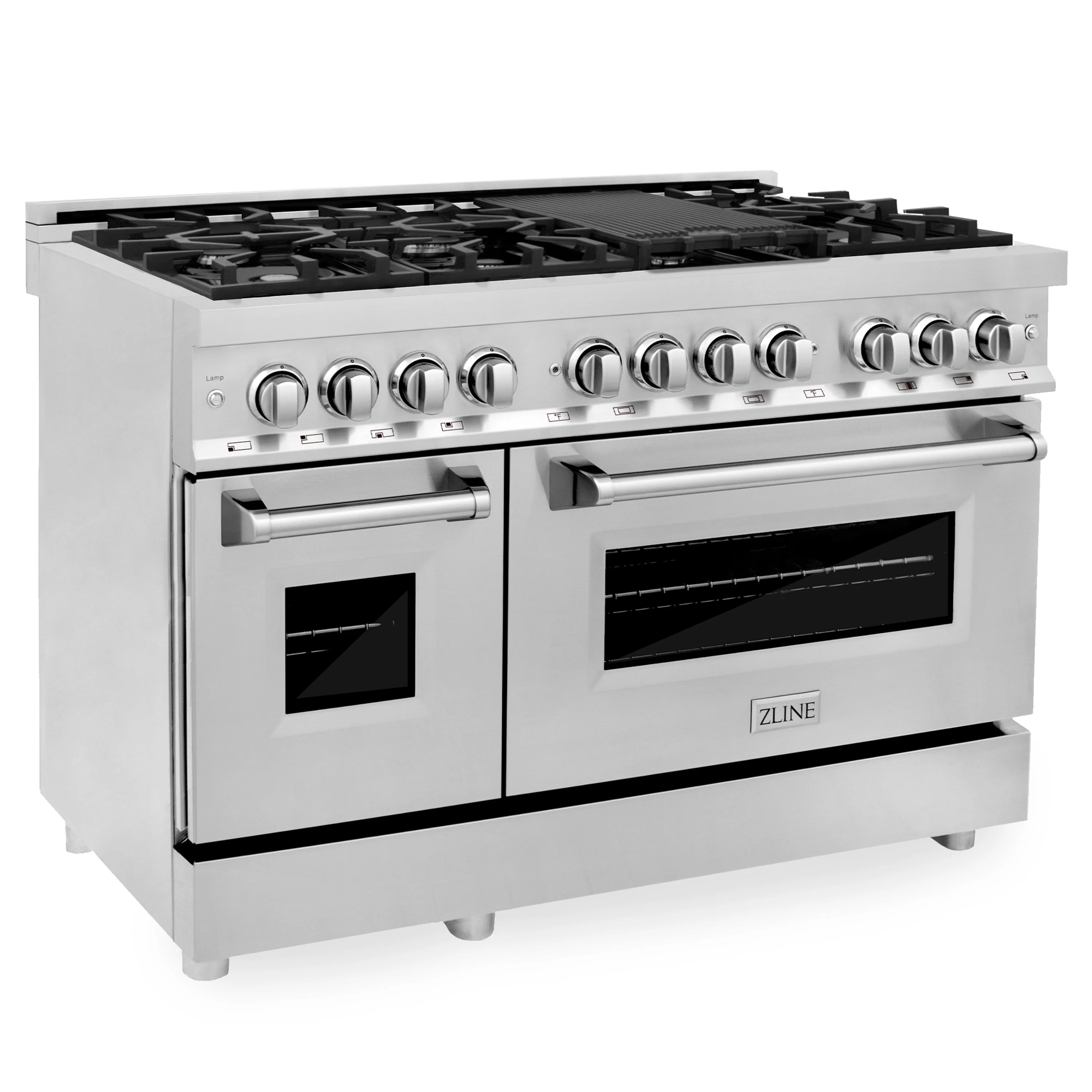 ZLINE 5-Piece Appliance Package - 48-Inch Legacy Dual Fuel Range, Wall Mount Range Hood, 36-Inch French Door Refrigerator, Dishwasher, and 30-Inch Microwave Drawer in Stainless Steel - Image 7