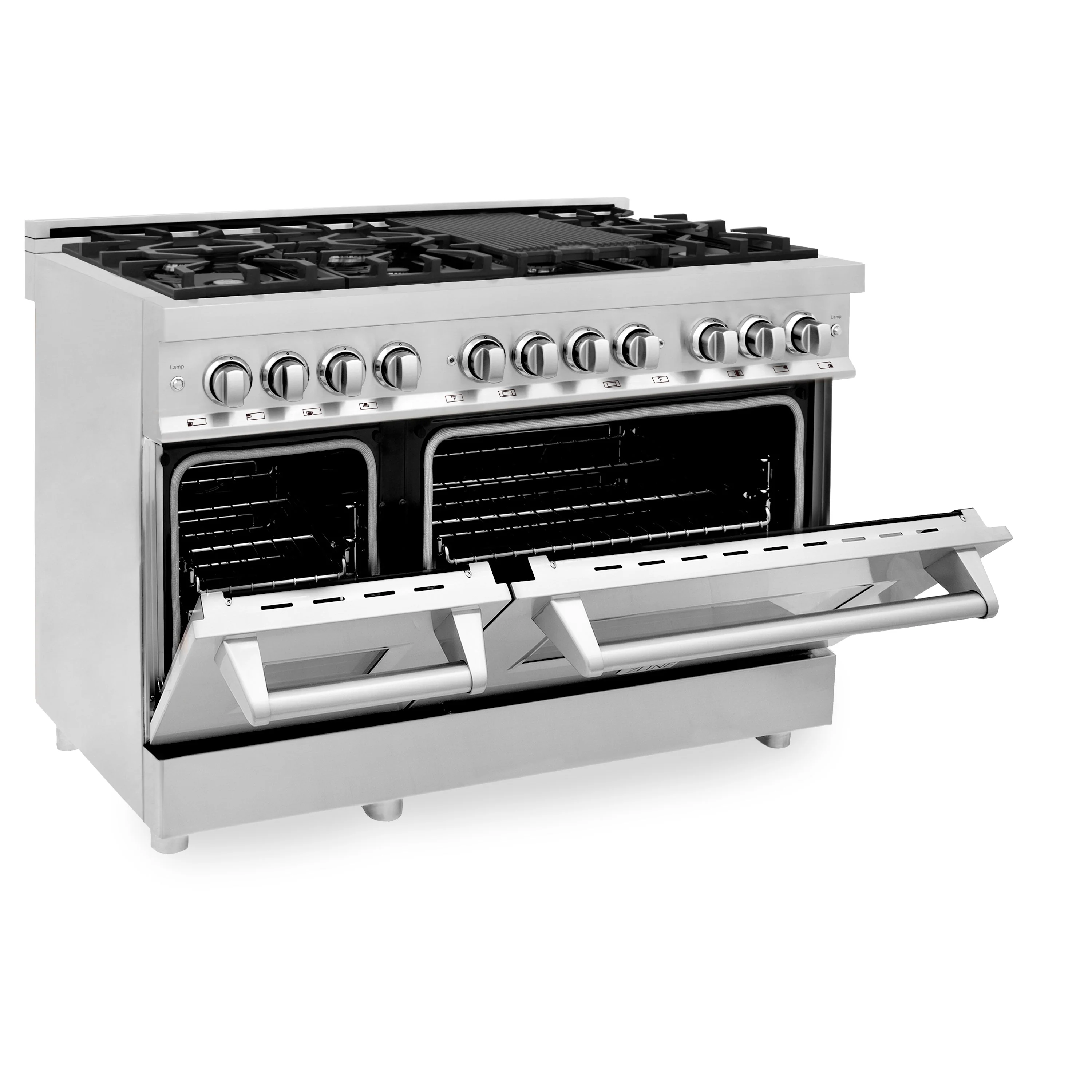 ZLINE 5-Piece Appliance Package - 48-Inch Legacy Dual Fuel Range, Wall Mount Range Hood, 36-Inch French Door Refrigerator, Dishwasher, and 30-Inch Microwave Drawer in Stainless Steel - Image 8