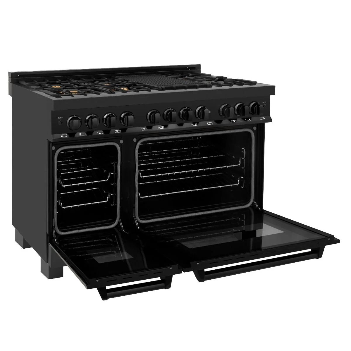 ZLINE 5-Piece Appliance Package - 48-Inch Legacy Dual Fuel Range, Wall Mount Range Hood, 36-Inch French Door Refrigerator, Dishwasher, and 30-Inch Microwave Drawer in Black Stainless Steel - Image 6