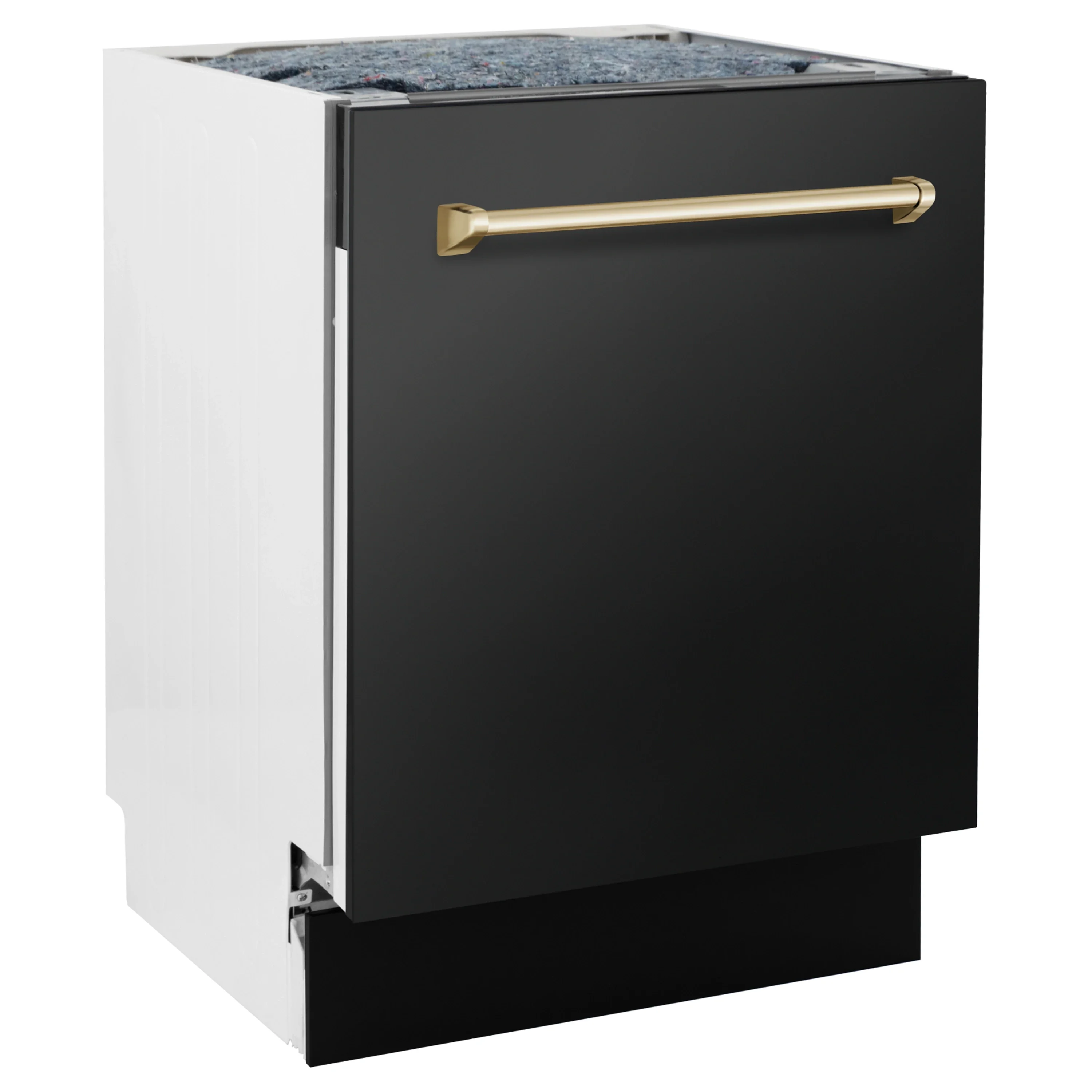 ZLINE 5-Piece Appliance Package - 48-Inch Legacy Dual Fuel Range, Wall Mount Range Hood, 36-Inch French Door Refrigerator, Dishwasher, and 30-Inch Microwave Drawer in Black Stainless Steel with Gold Accents - Image 46