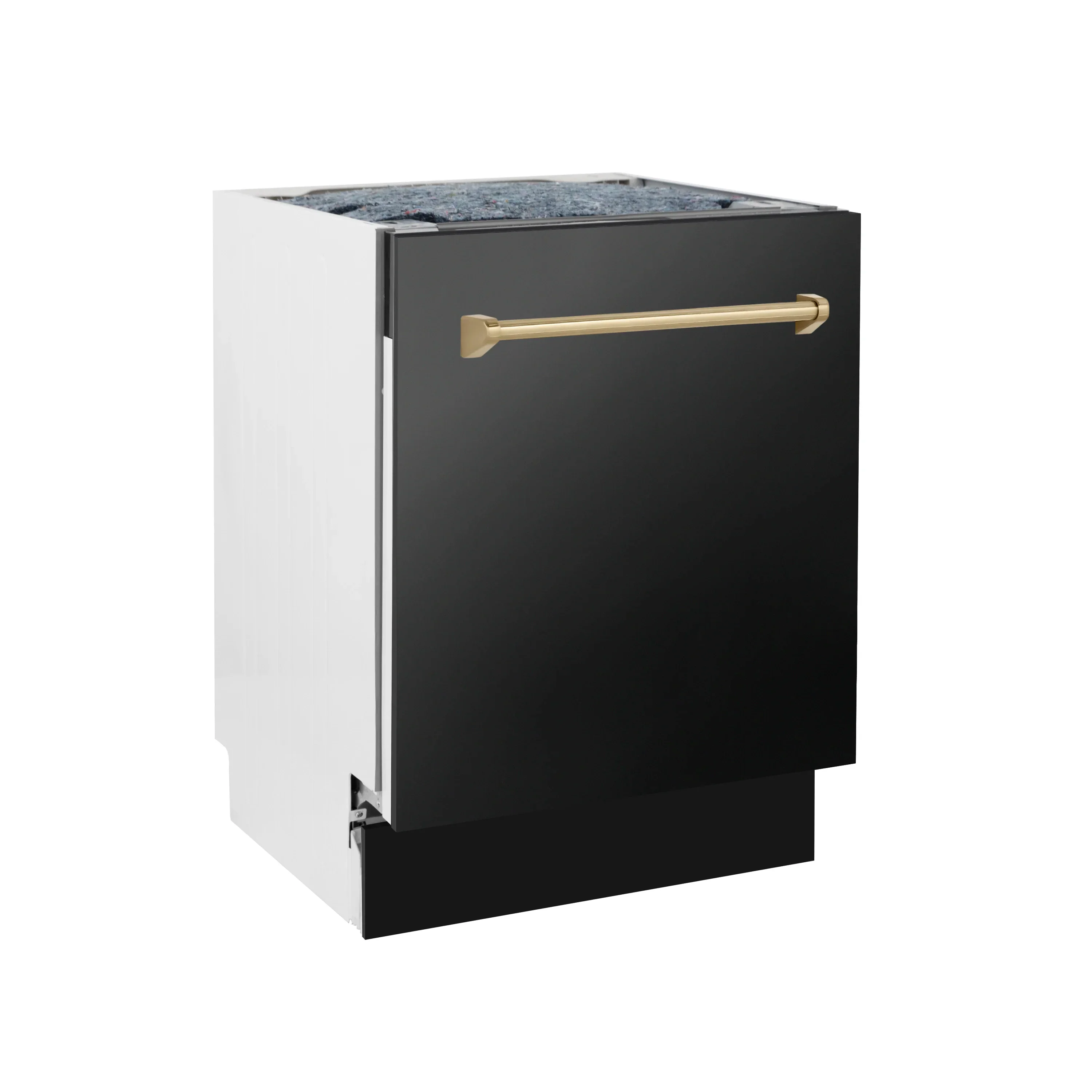 ZLINE 5-Piece Appliance Package - 48-Inch Legacy Dual Fuel Range, Wall Mount Range Hood, 36-Inch French Door Refrigerator with Water Dispenser, Dishwasher, and 30-Inch Microwave Drawer in Black Stainless Steel with Champagne Bronze Accents - Image 43