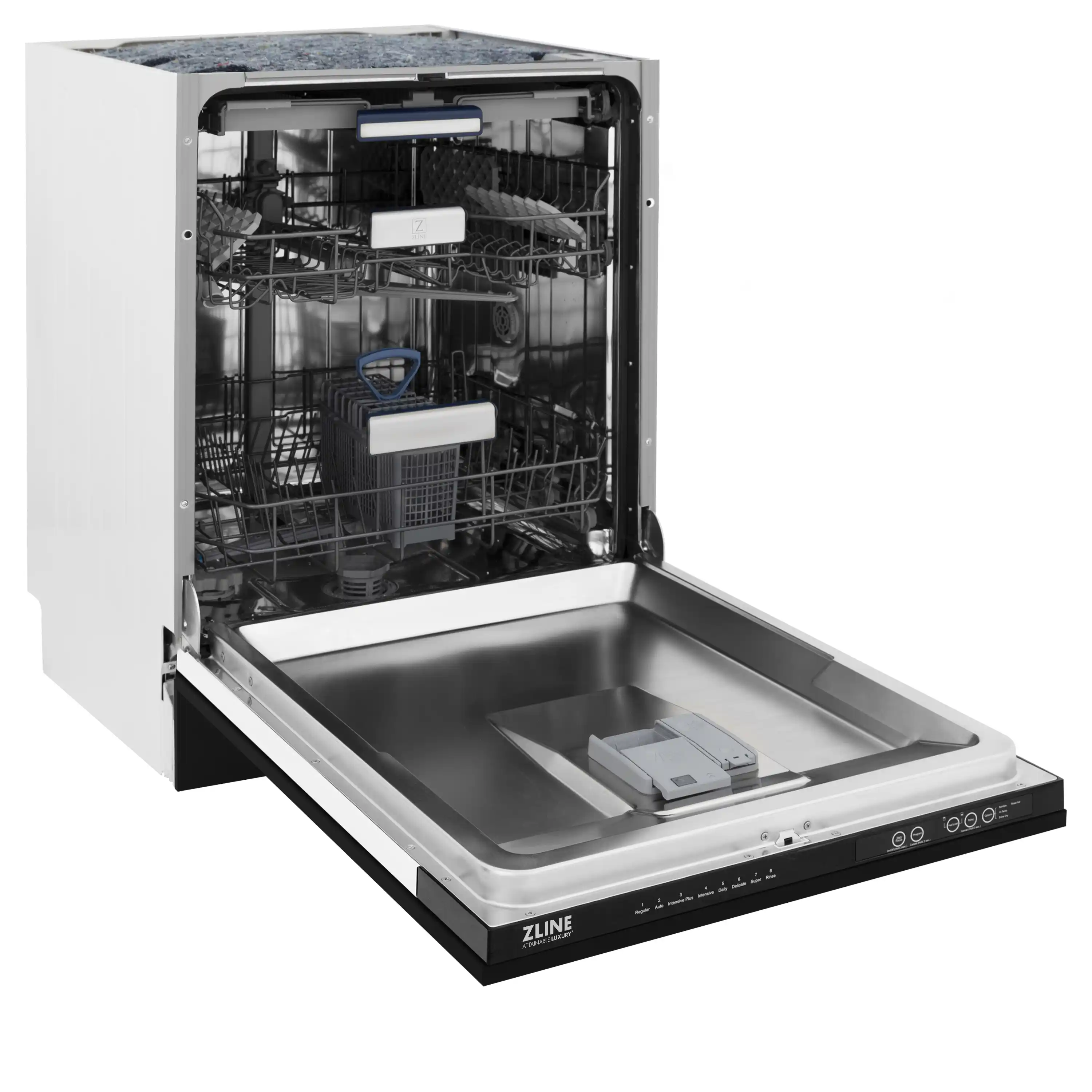 ZLINE 5-Piece Appliance Package - 48-Inch Legacy Dual Fuel Range, Wall Mount Range Hood, 36-Inch French Door Refrigerator with Water Dispenser, Dishwasher, and 30-Inch Microwave Drawer in Black Stainless Steel with Champagne Bronze Accents - Image 45