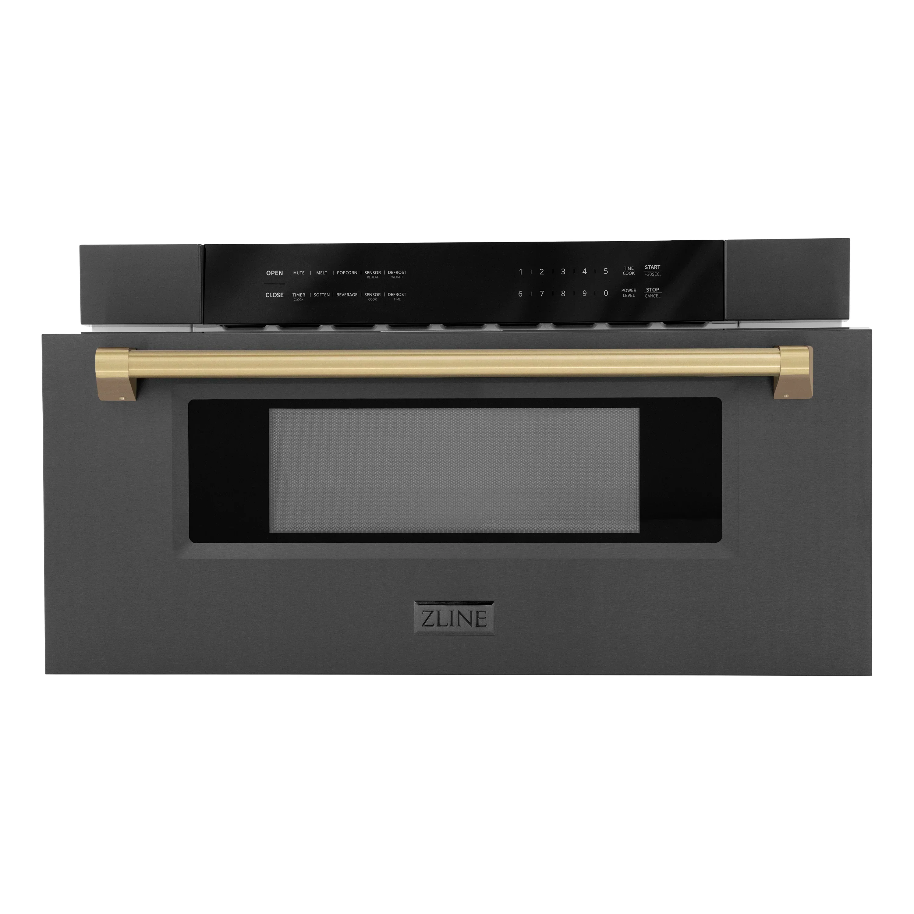 ZLINE 5-Piece Appliance Package - 48-Inch Legacy Dual Fuel Range, Wall Mount Range Hood, 36-Inch French Door Refrigerator with Water Dispenser, Dishwasher, and 30-Inch Microwave Drawer in Black Stainless Steel with Champagne Bronze Accents - Image 59