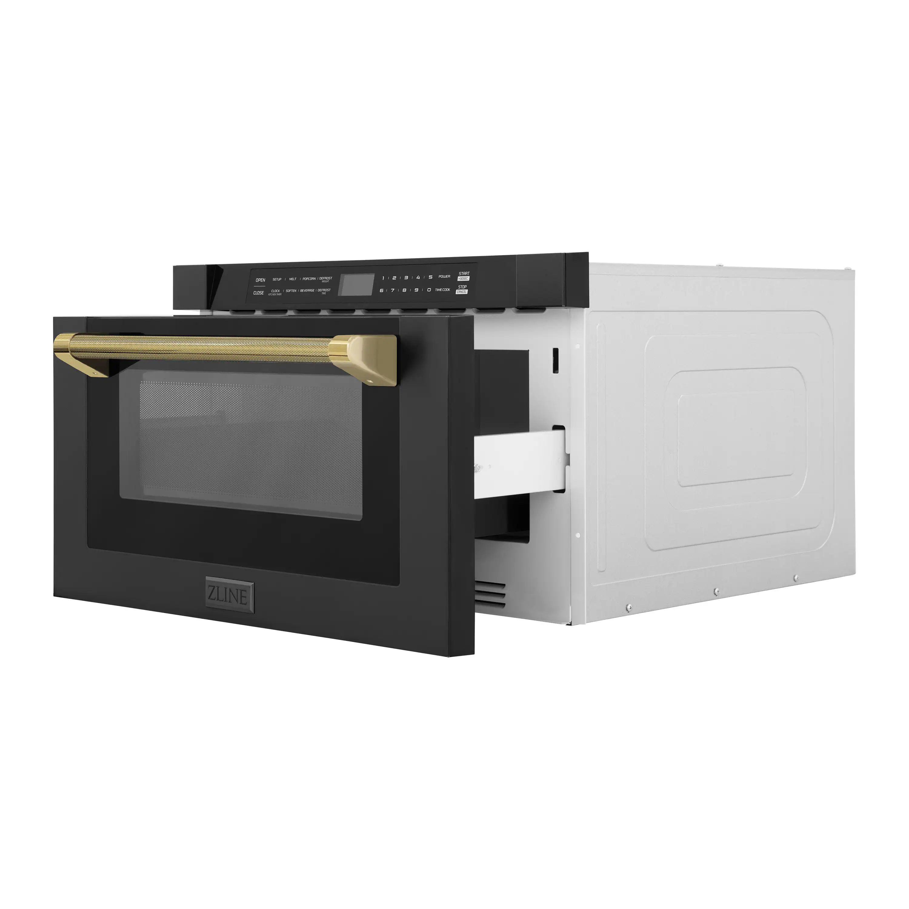 ZLINE 5-Piece Appliance Package - 48-Inch Legacy Dual Fuel Range, Wall Mount Range Hood, 36-Inch French Door Refrigerator with Water Dispenser, Dishwasher, and 30-Inch Microwave Drawer in Black Stainless Steel with Gold Accents - Image 62