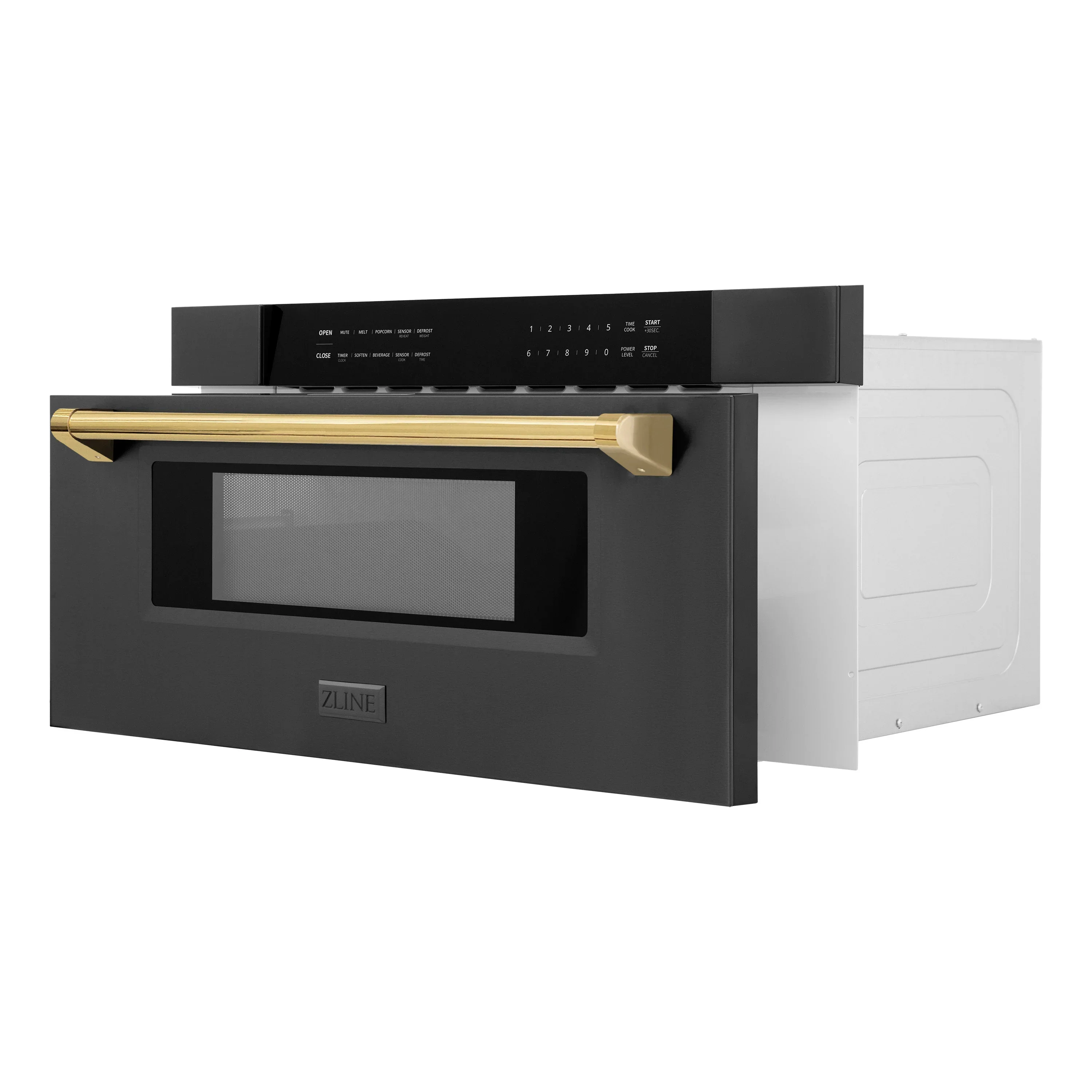 ZLINE 5-Piece Appliance Package - 48-Inch Legacy Dual Fuel Range, Wall Mount Range Hood, 36-Inch French Door Refrigerator with Water Dispenser, Dishwasher, and 30-Inch Microwave Drawer in Black Stainless Steel with Gold Accents - Image 62