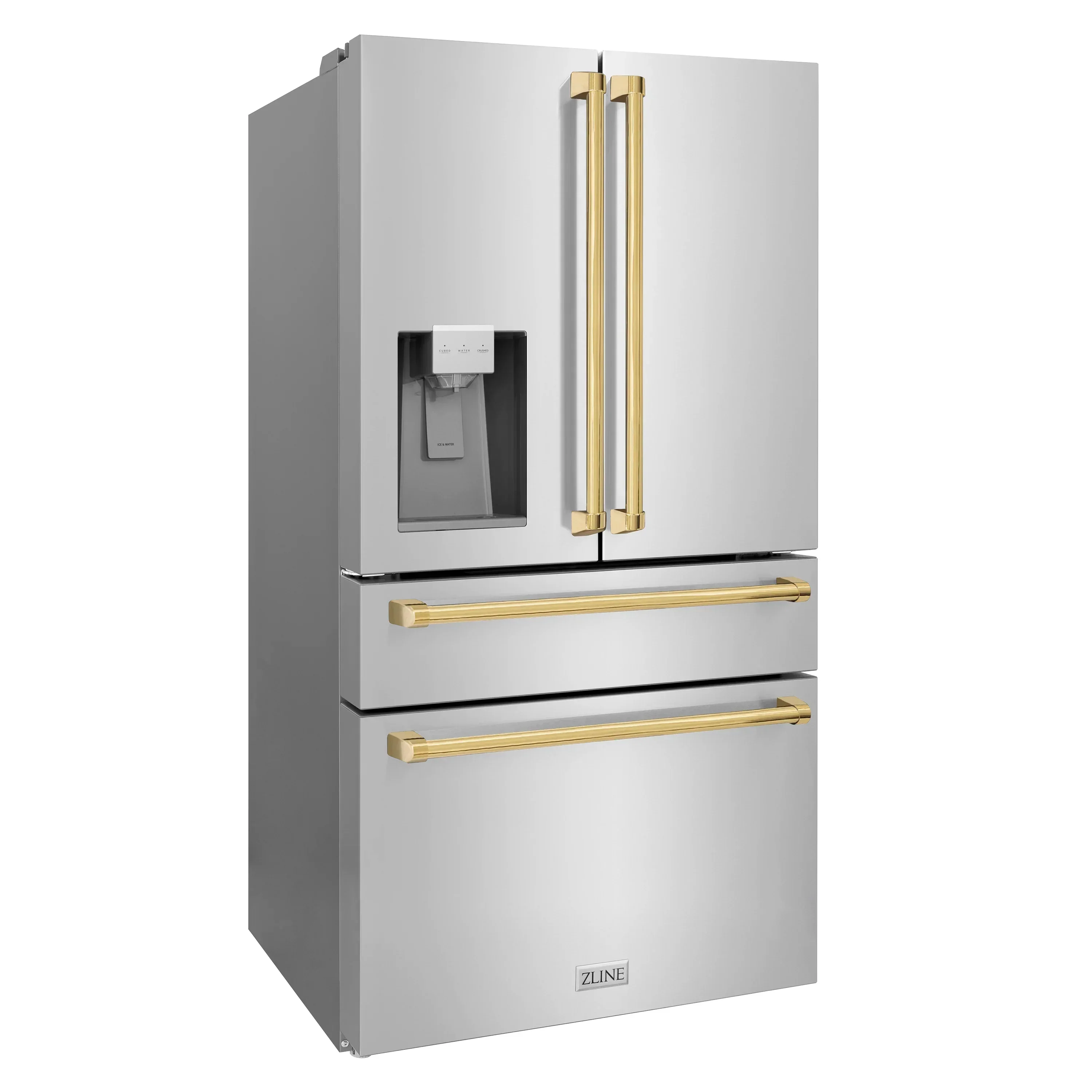 ZLINE 5-Piece Appliance Package - 48-Inch Legacy Autograph Dual Fuel Range, Wall Mount Range Hood, 36-Inch French Door Refrigerator with Water Dispenser, Dishwasher, and 30-Inch Microwave Drawer in Stainless Steel with Gold Accents - Image 32