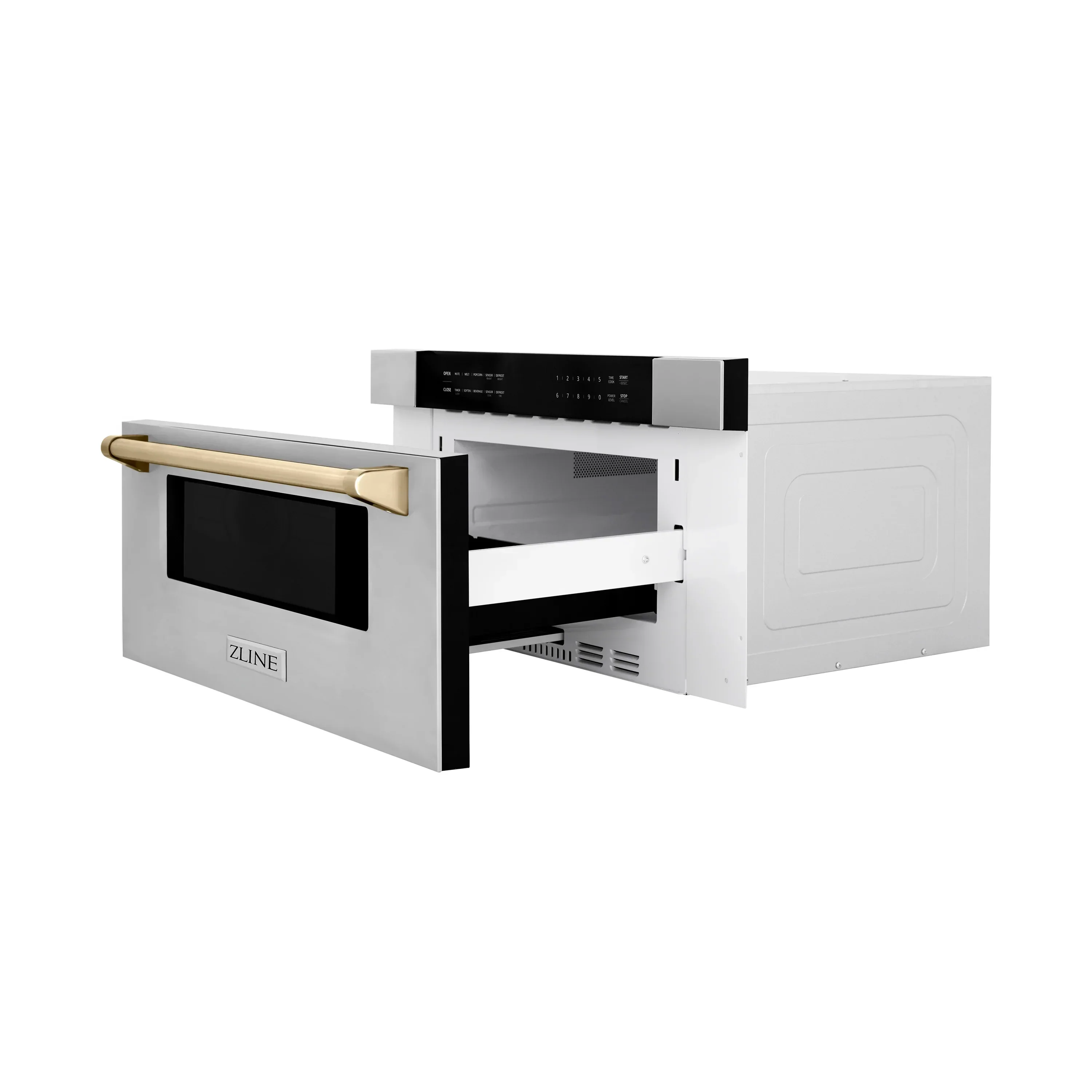 ZLINE 5-Piece Appliance Package - 48-Inch Legacy Autograph Dual Fuel Range, Wall Mount Range Hood, 36-Inch French Door Refrigerator with Water Dispenser, Dishwasher, and 30-Inch Microwave Drawer in Stainless Steel with Gold Accents - Image 66
