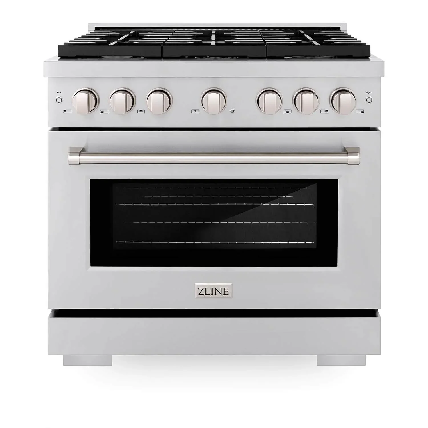 ZLINE 5-Piece Appliance Package - 36-Inch Paramount Gas Range, Wall Mount Range Hood, 36-Inch French Door Refrigerator with Water Dispenser, Dishwasher, and 30-Inch Microwave Drawer in Stainless Steel - Image 2