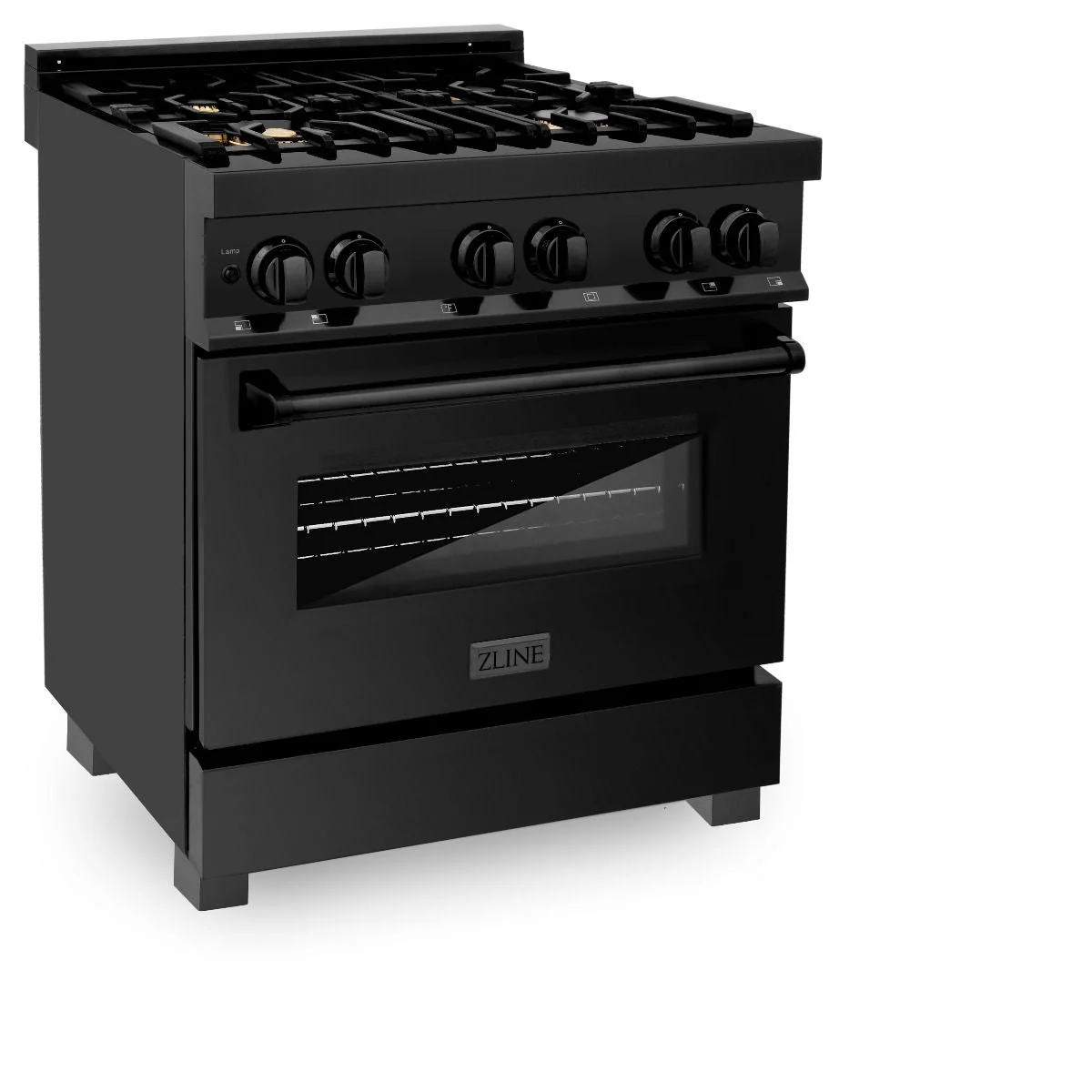 ZLINE 5-Piece Appliance Package - 30-Inch Dual Fuel Range, Refrigerator, Convertible Wall Mount Hood, Microwave Oven, and 3-Rack Dishwasher in Black Stainless Steel - Image 5