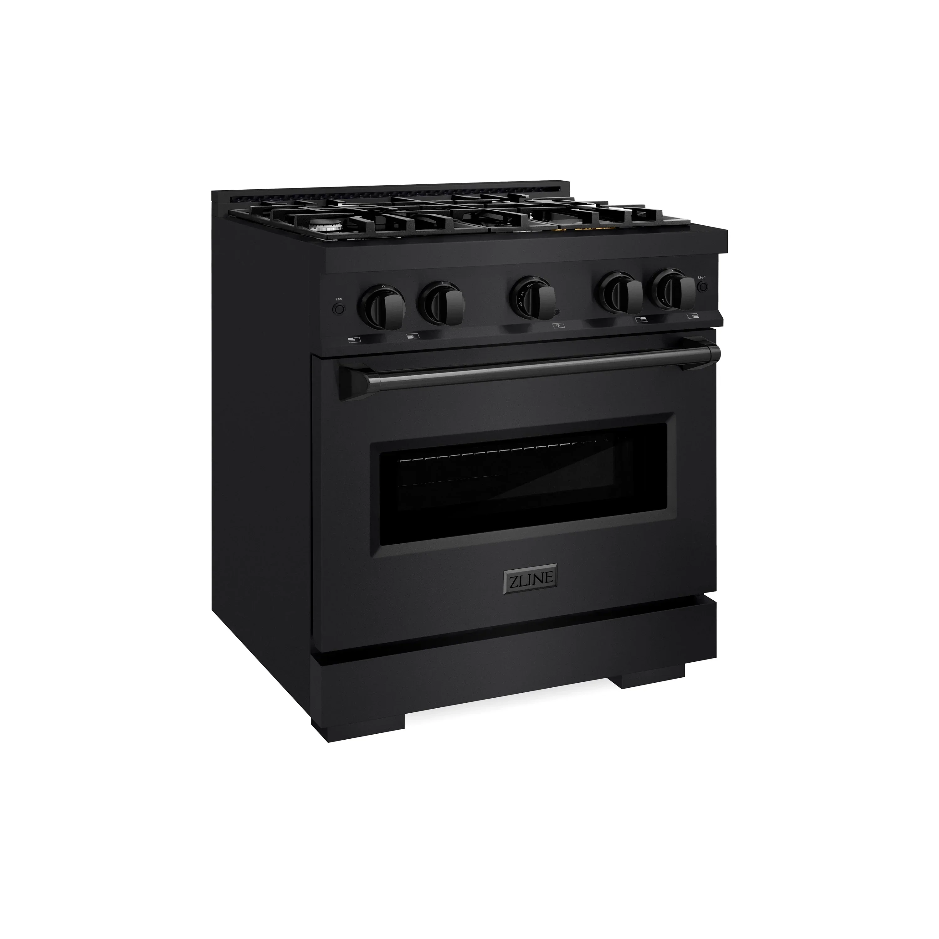 ZLINE 5-Piece Appliance Package - 30-Inch Dual Fuel Range, Hood, Refrigerator with Water Dispenser, Dishwasher, and Microwave Drawer in Black Stainless Steel - Image 3