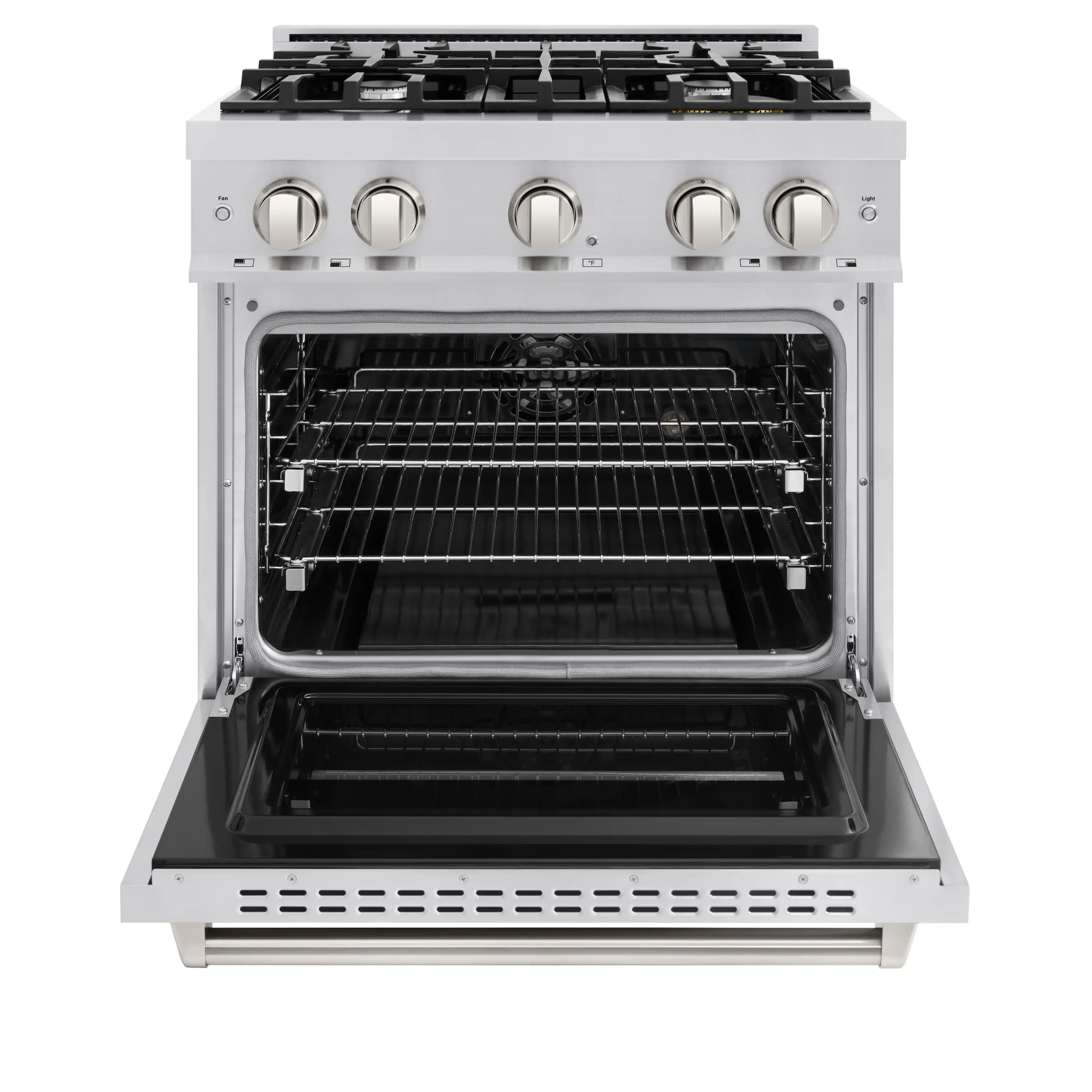 ZLINE 5-Piece Appliance Package - 30-Inch Dual Fuel Range, Hood, Refrigerator with Water Dispenser, Dishwasher, and Microwave Drawer in Stainless Steel - Image 4