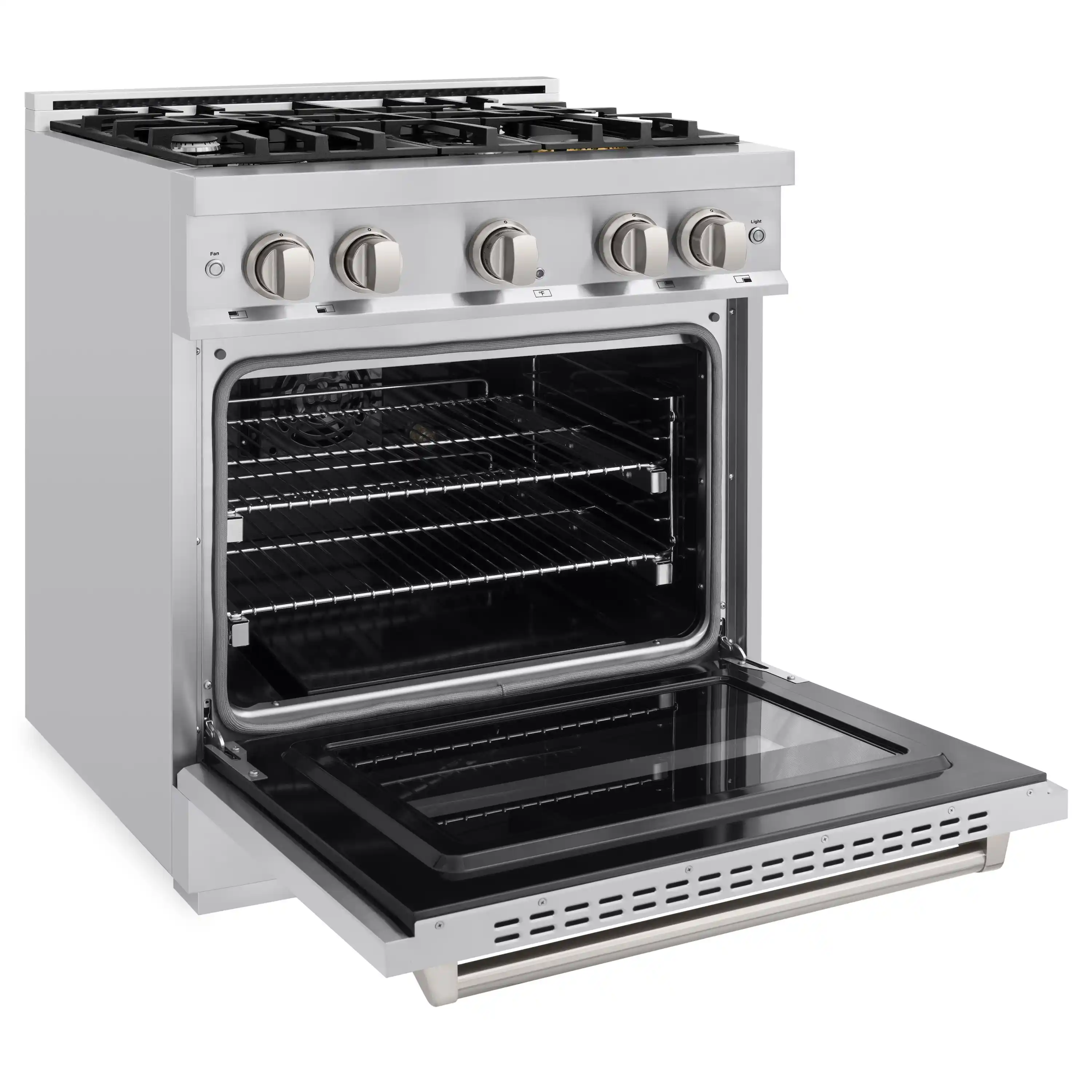 ZLINE 5-Piece Appliance Package - 30-Inch Gas Range, Hood, Refrigerator, Dishwasher, and Microwave Drawer in Stainless Steel - Image 4