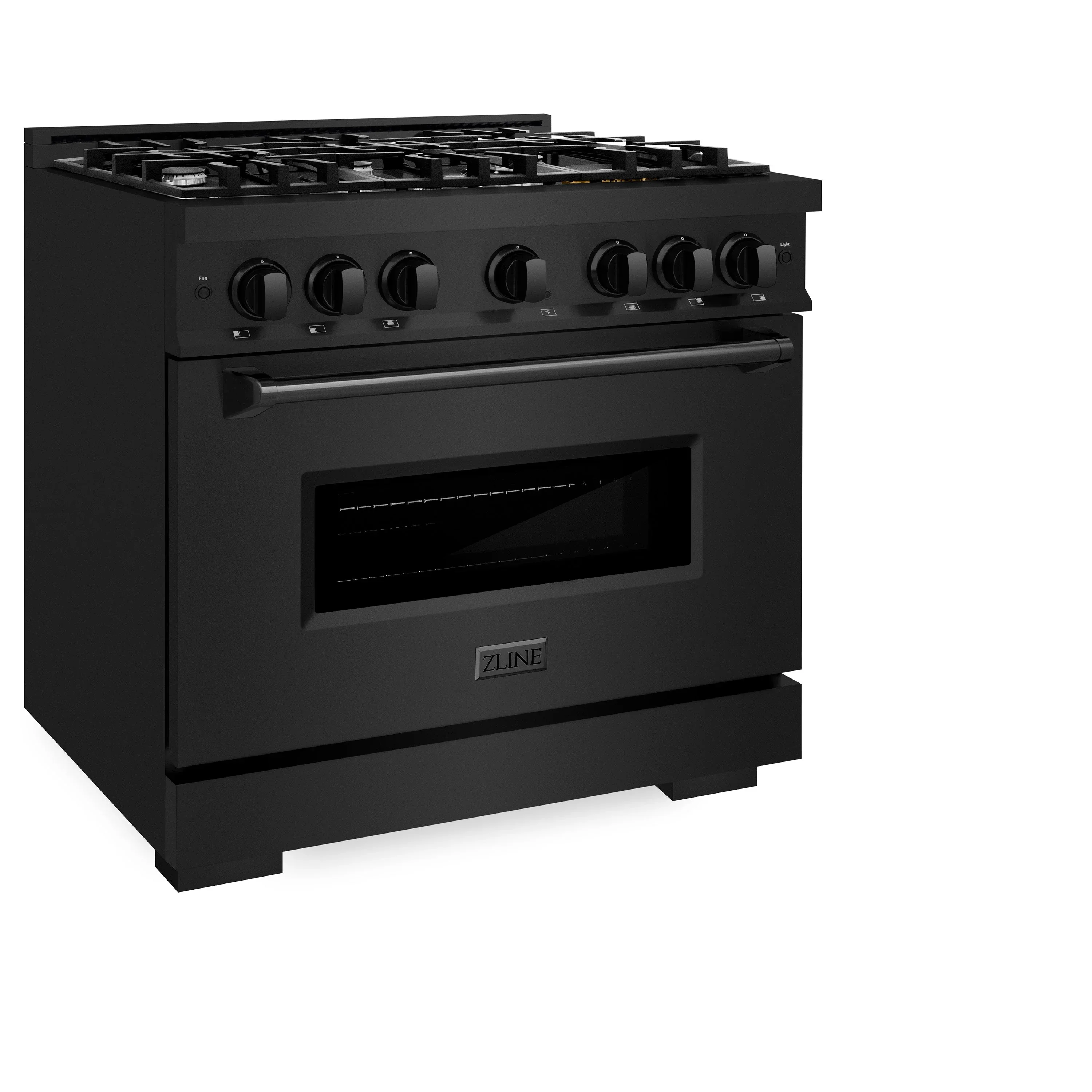 ZLINE 5-Piece Appliance Package - 36-Inch Dual Fuel Range, Hood, Refrigerator, Dishwasher, and Microwave Drawer in Black Stainless Steel - Image 3