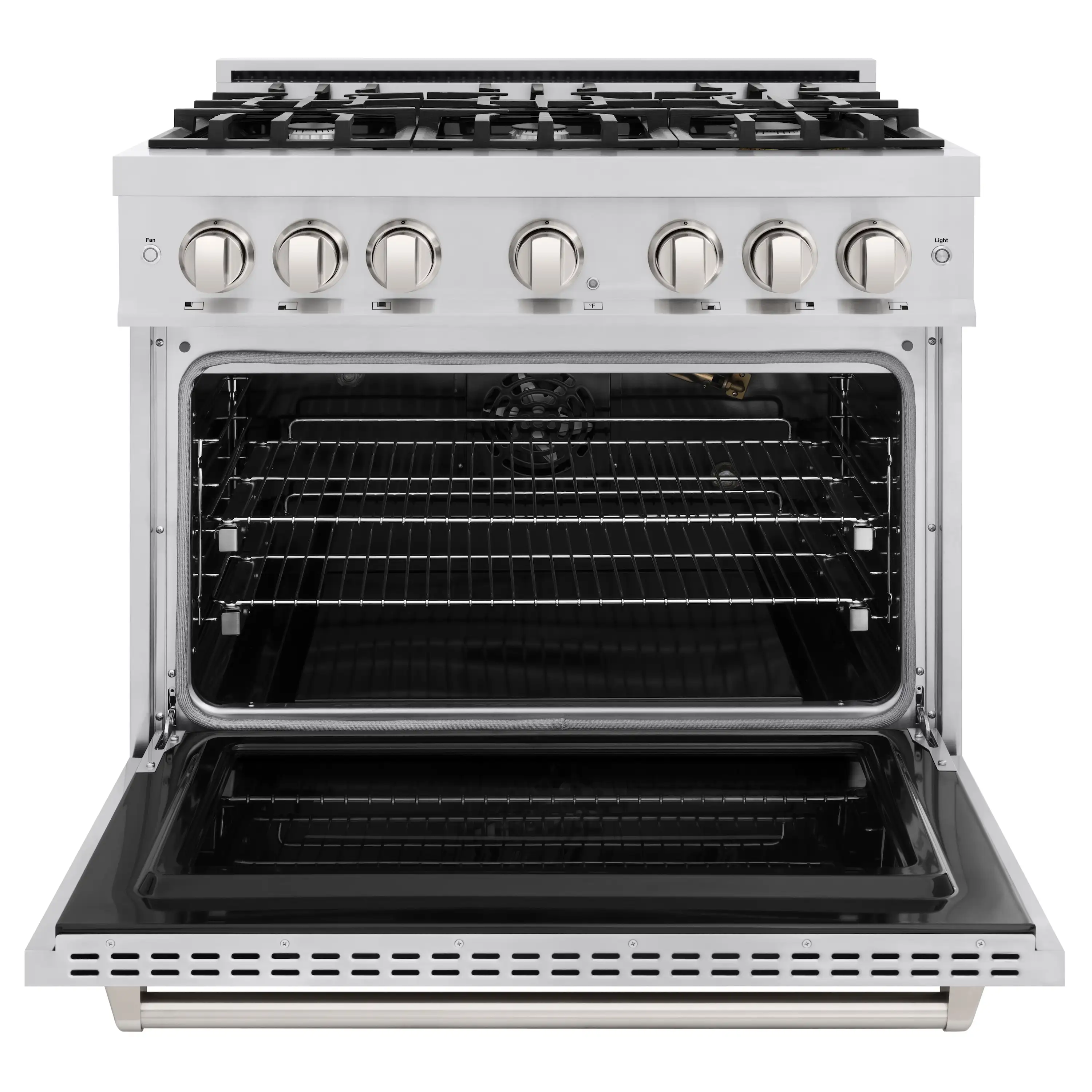 ZLINE 5-Piece Appliance Package - 36-Inch Gas Range, Hood, Refrigerator, Dishwasher, and Microwave Drawer in Stainless Steel - Image 4