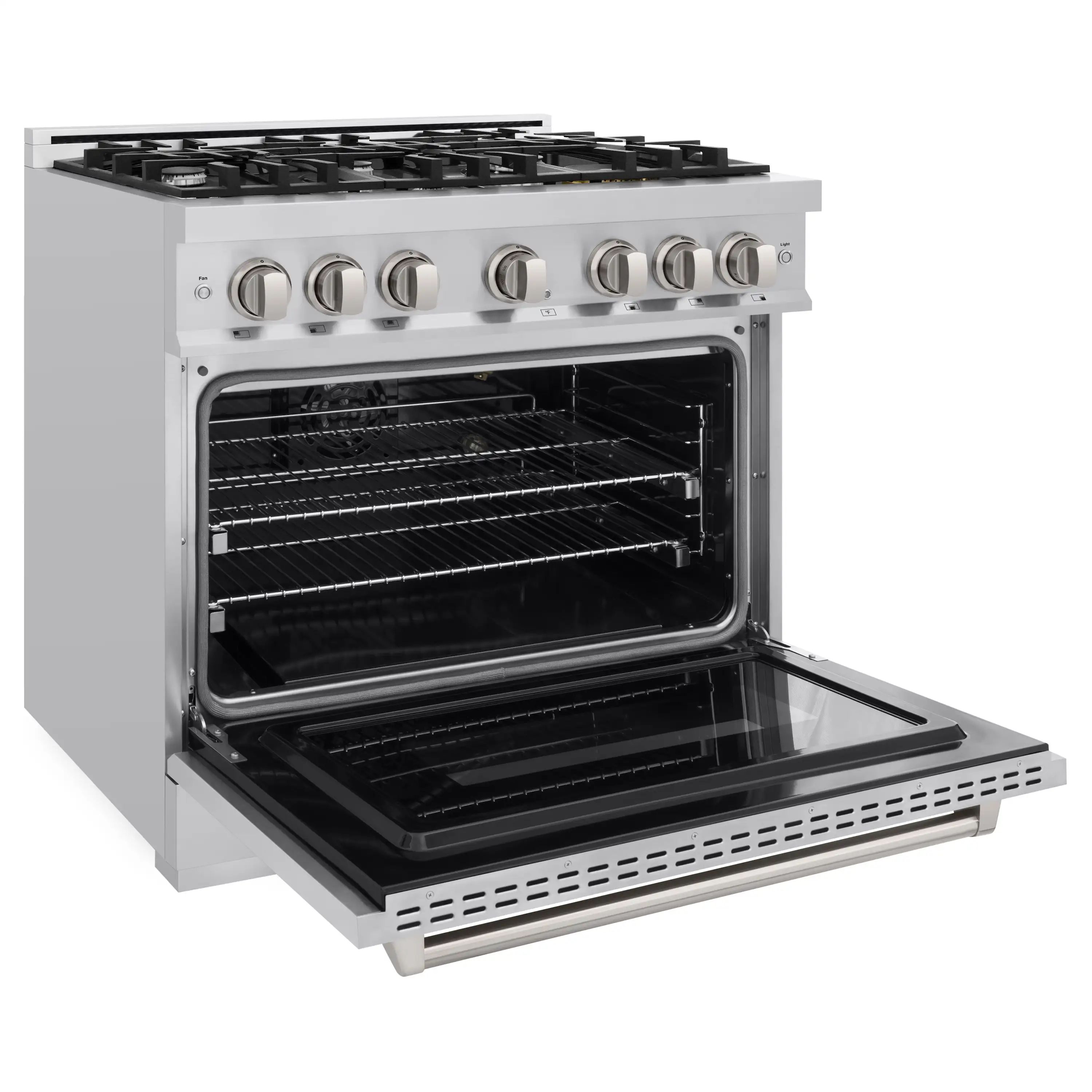 ZLINE 5-Piece Appliance Package - 36-Inch Gas Range, Hood, Refrigerator, Dishwasher, and Microwave Drawer in Stainless Steel - Image 5