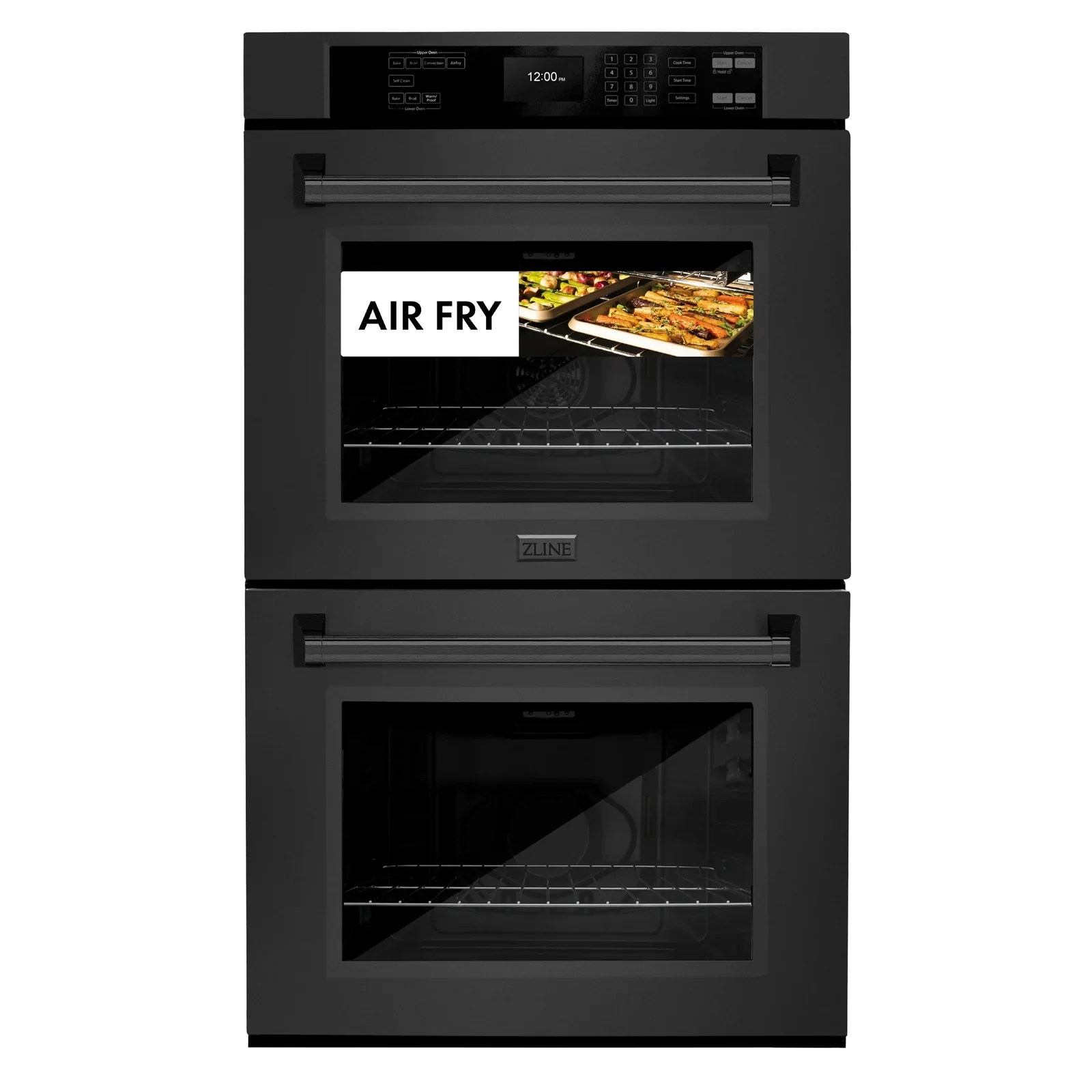 ZLINE 5-Piece Appliance Package - 36-Inch Rangetop with Brass Burners, Refrigerator, 30-Inch Electric Double Wall Oven, 3-Rack Dishwasher, and Convertible Wall Mount Hood in Black Stainless Steel (5KPR-RTBRH36-AWDDWV) - Image 33