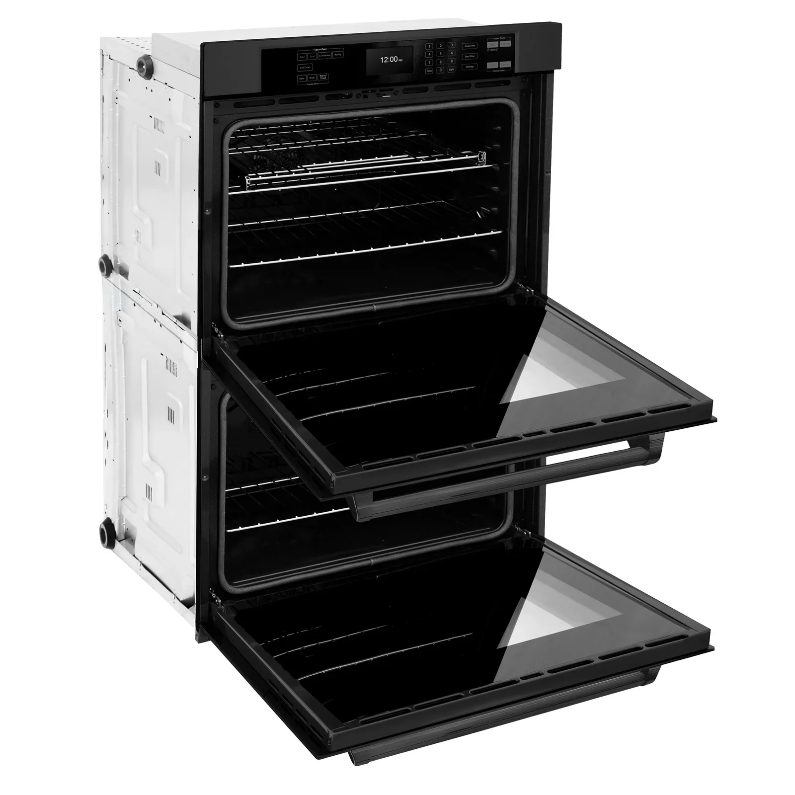 ZLINE 5-Piece Appliance Package - 36-Inch Rangetop with Brass Burners, Refrigerator, 30-Inch Electric Double Wall Oven, 3-Rack Dishwasher, and Convertible Wall Mount Hood in Black Stainless Steel (5KPR-RTBRH36-AWDDWV) - Image 39