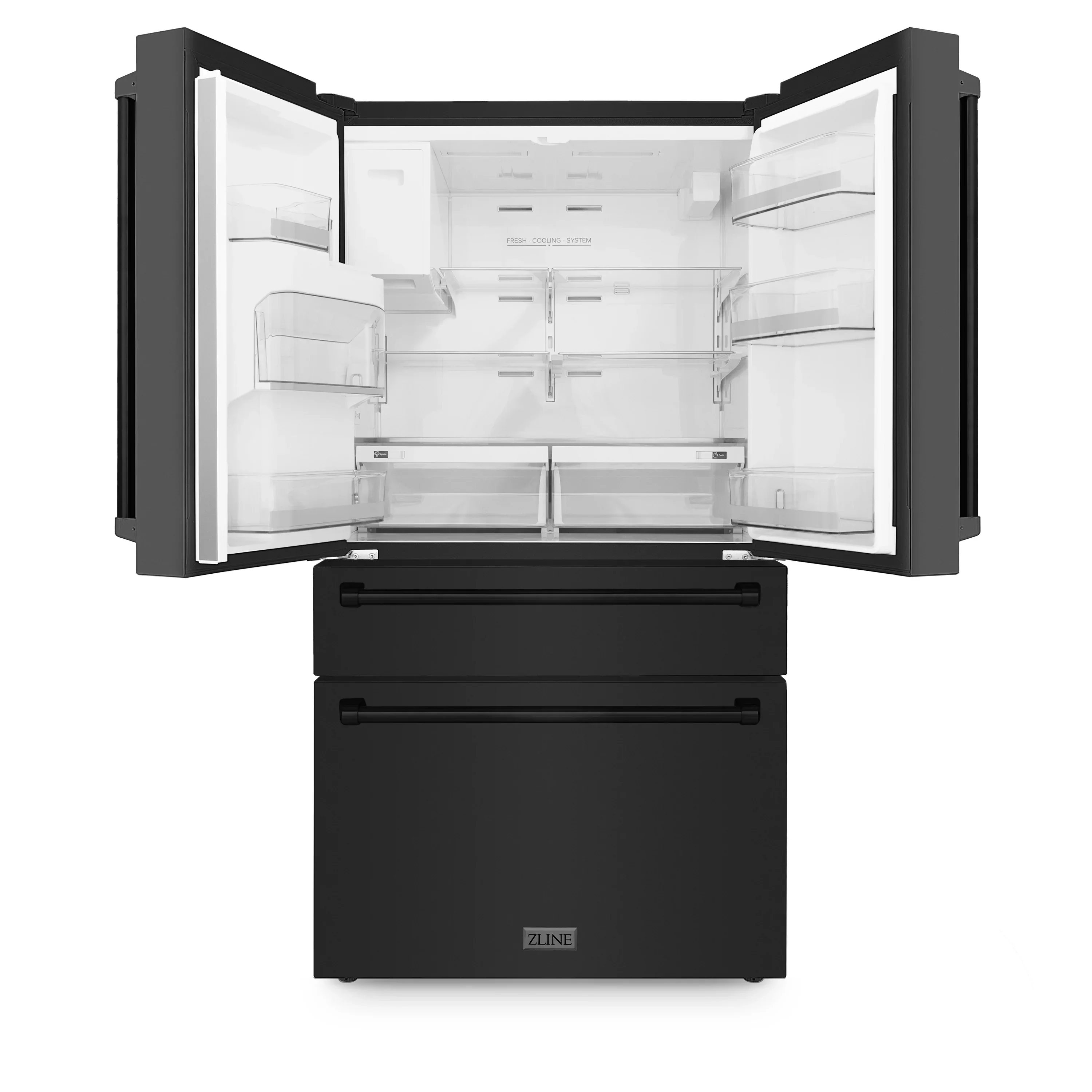 ZLINE 5-Piece Appliance Package - 48-Inch Dual Fuel Range, Refrigerator with Water Dispenser, Convertible Wall Mount Hood, Microwave Oven, and 3-Rack Dishwasher in Black Stainless Steel - Image 19