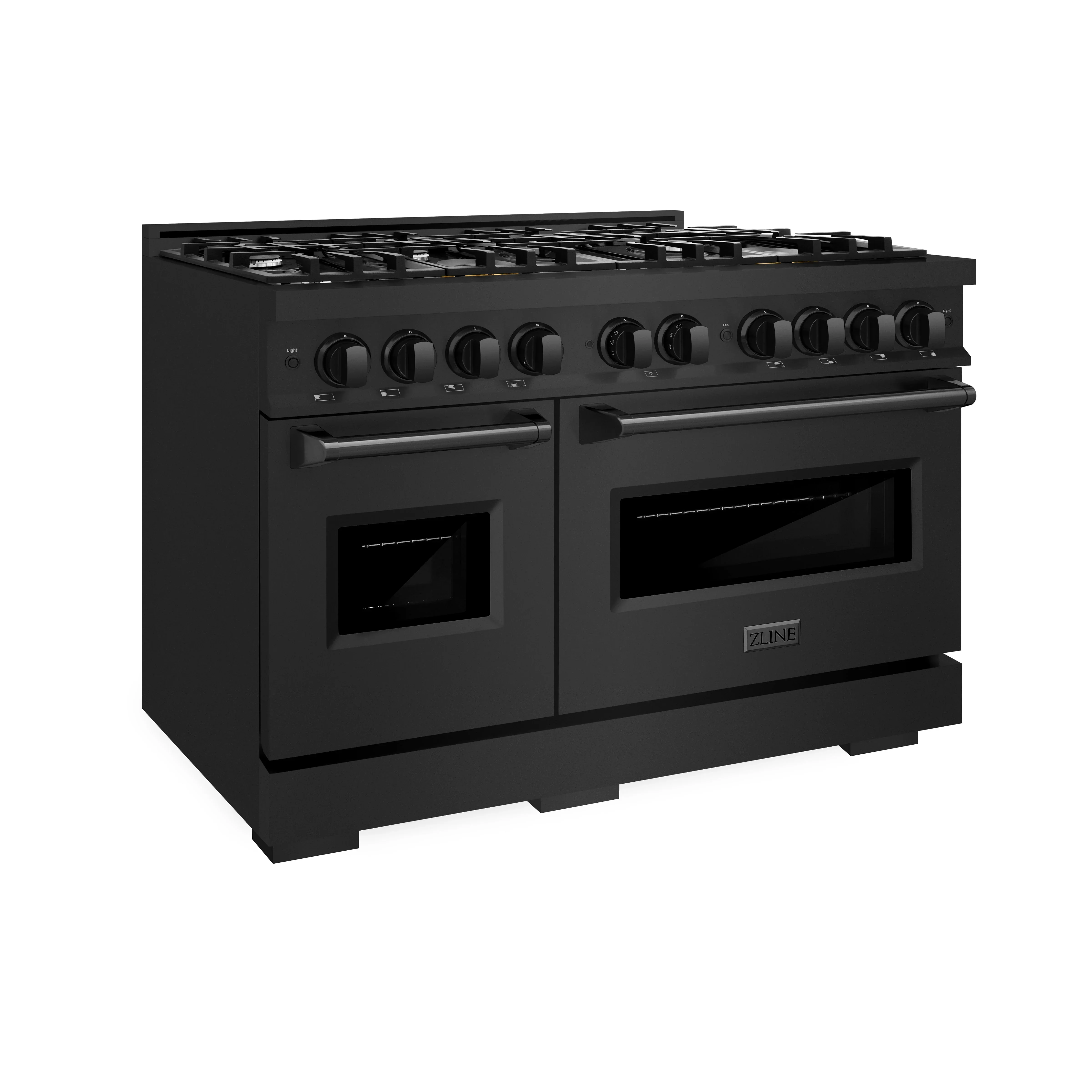ZLINE 5-Piece Appliance Package - 48-Inch Dual Fuel Range, Hood, Refrigerator with Water Dispenser, Dishwasher, and Microwave Drawer in Black Stainless Steel - Image 3
