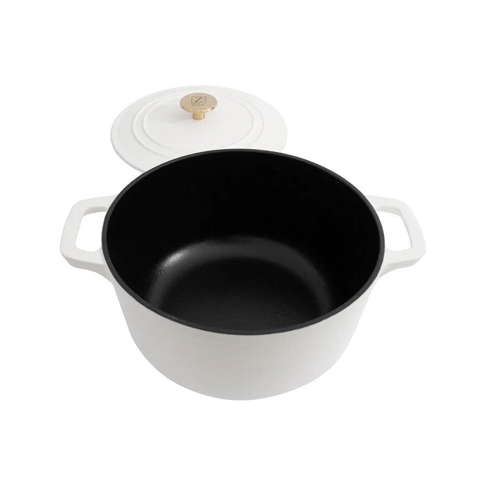 ZLINE 5-Piece Enameled Cast Iron Cookware Set in White Matte (CWSETS-WM-5) - Image 4