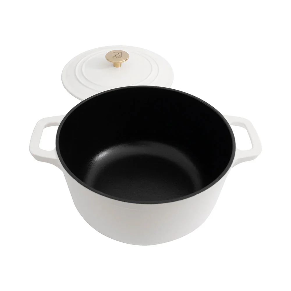 ZLINE 5-Piece Enameled Cast Iron Cookware Set in White Matte (CWSETS-WM-5) - Image 5