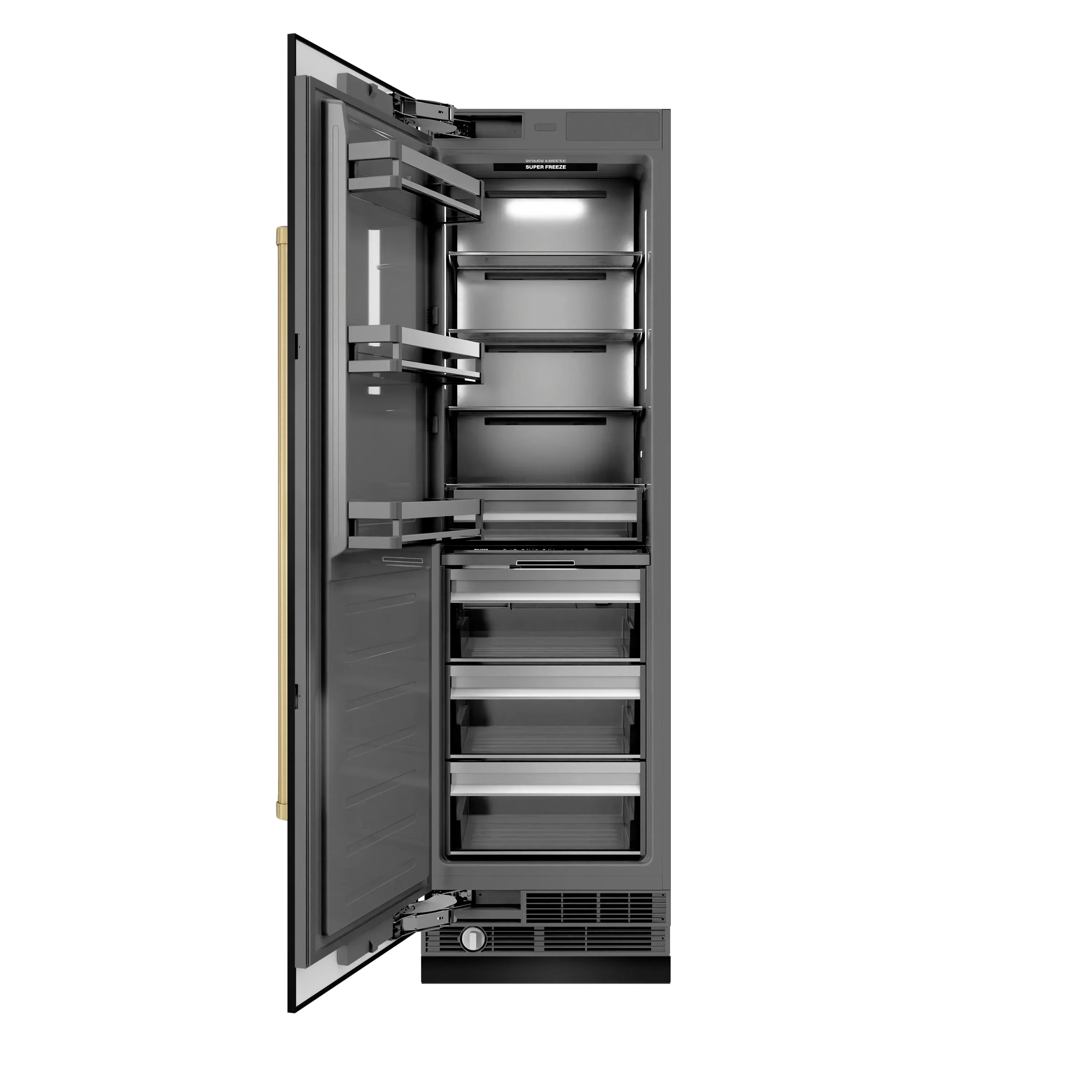 ZLINE 54-Inch Column 16.7 Cu. Ft. Refrigerator and 12.4 Cu. Ft. Freezer in Black Stainless Steel with Champagne Bronze Accent - Image 14
